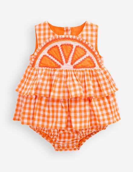 Novelty Strappy Dress-Lemon Gingham