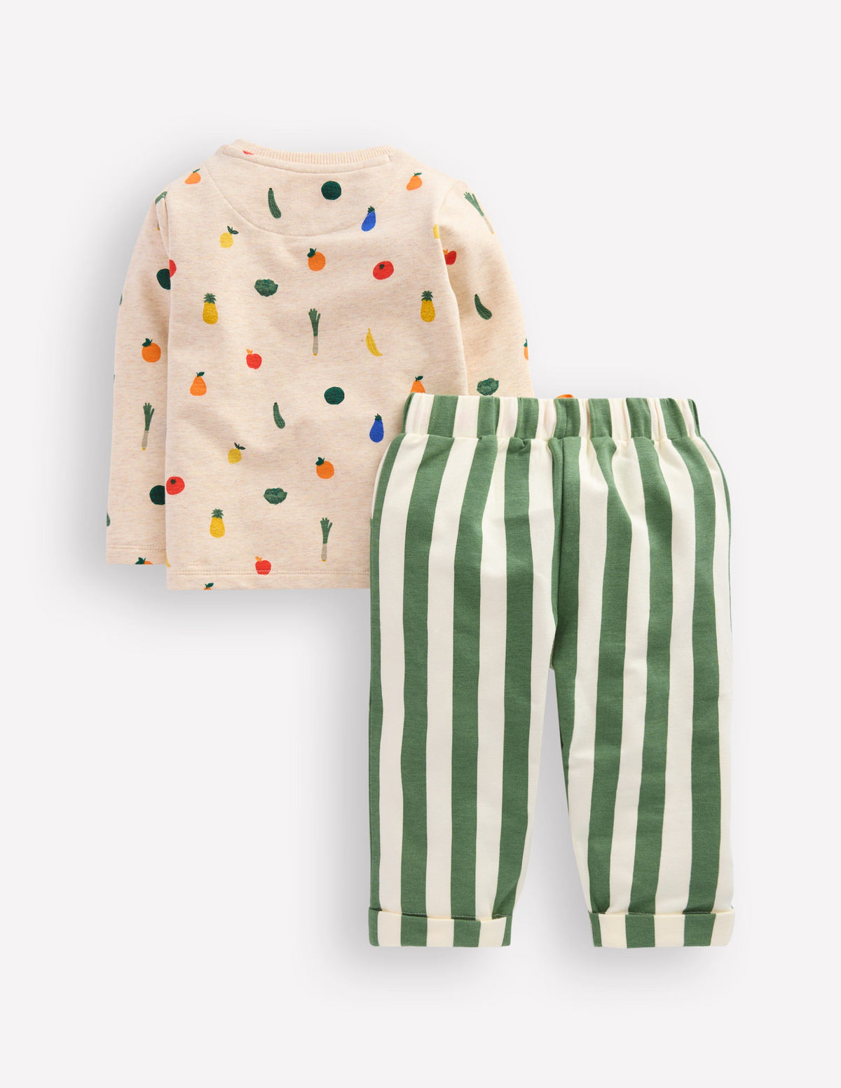 Striped Sweat Play Set-Oatmeal/Green Stripe Veggies - Image 2