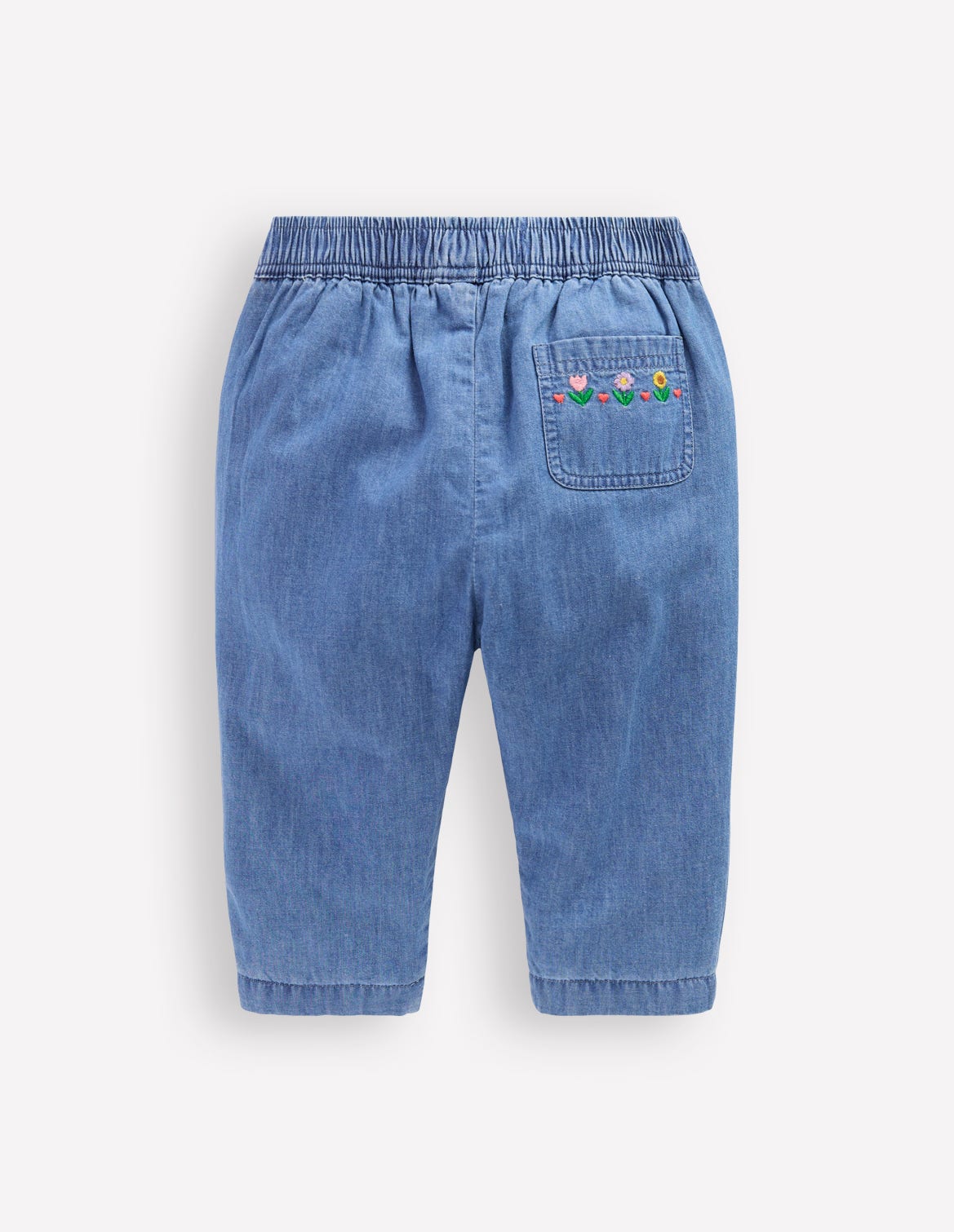 Embroidered Pull On Trouser-Embroidered Denim