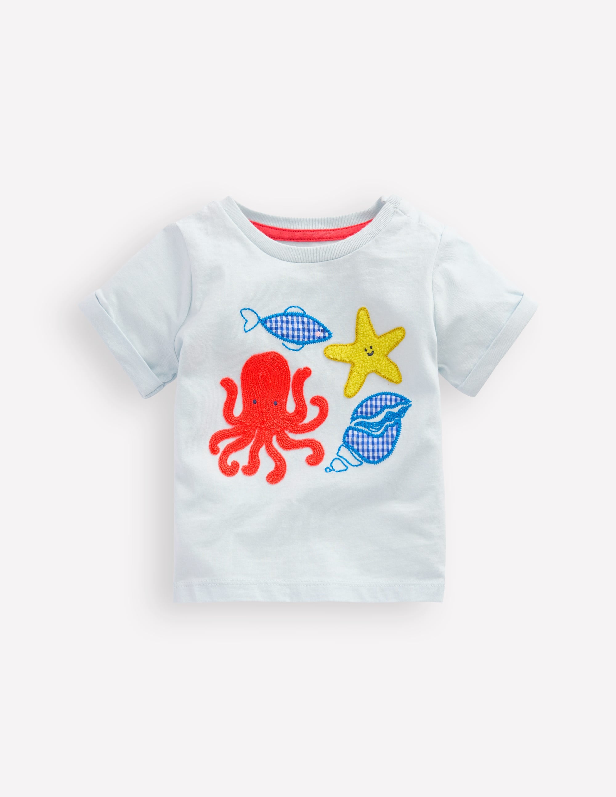 Short Sleeve Logo T-shirt-Light Blue Ocean Motifs - Image 1
