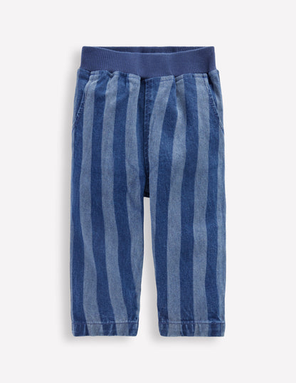 Denim Pull-on Pants-Denim Stripe-1
