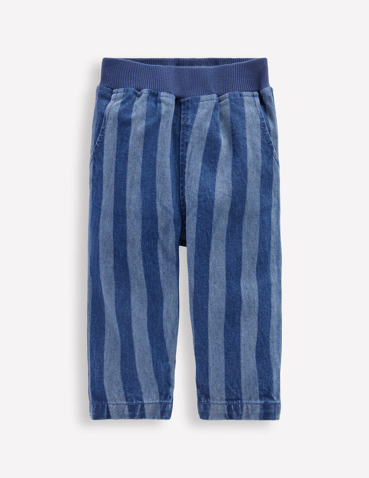 Denim Pull-on Pants-Denim Stripe