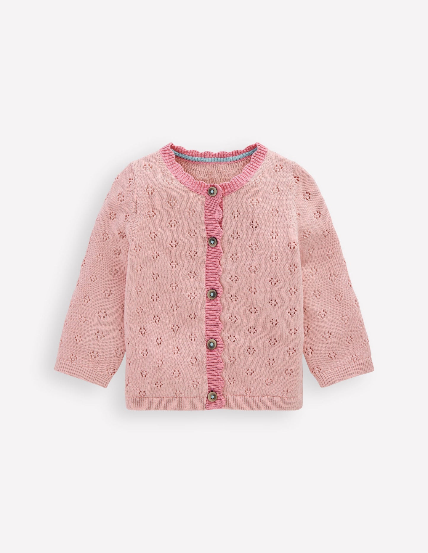 Scalloped Cardigan-Vintage Pink