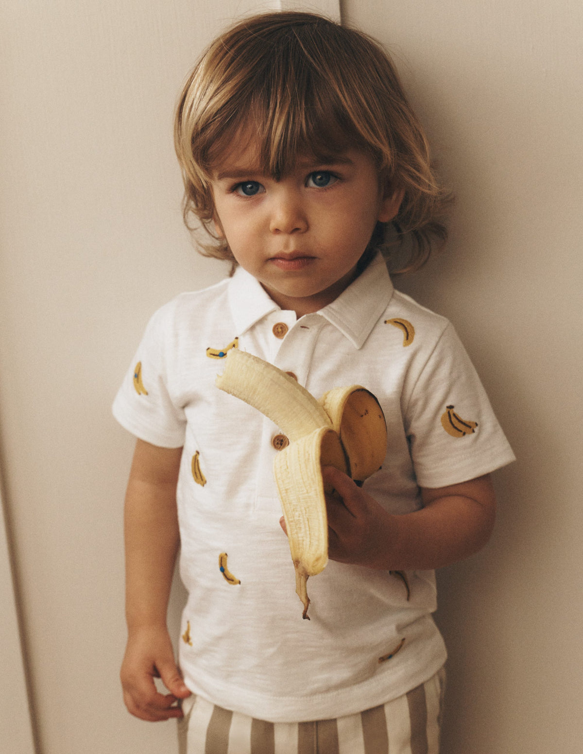 Embroidered Polo-Ivory Bananas - Image 4