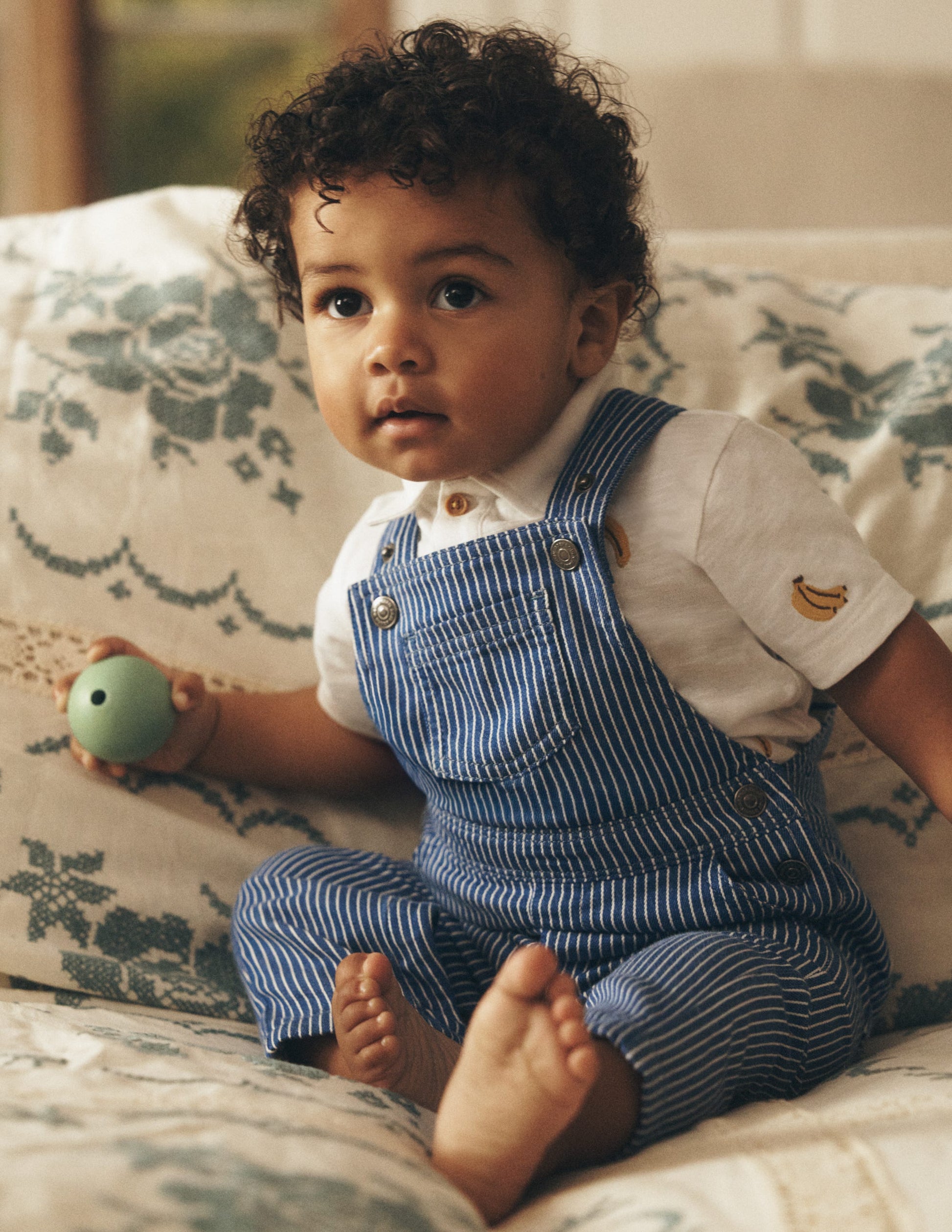 Woven Dungarees-Navy Ticking Stripe-4