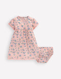 Broderie Trim Jersey Dress-Pink Ditsy Floral