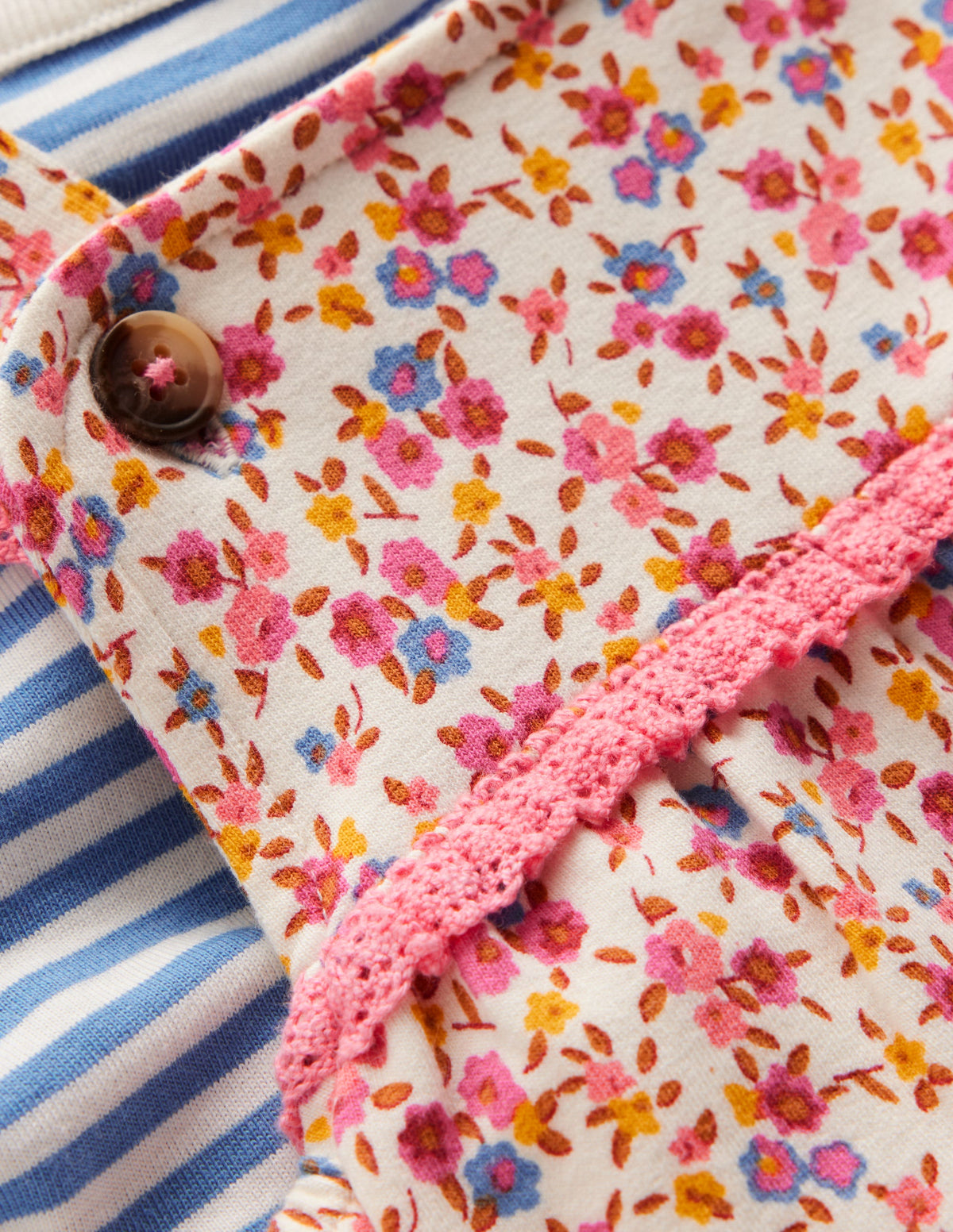 Short Sleeve Jersey Overalls-Pink Ditsy Floral - Image 3