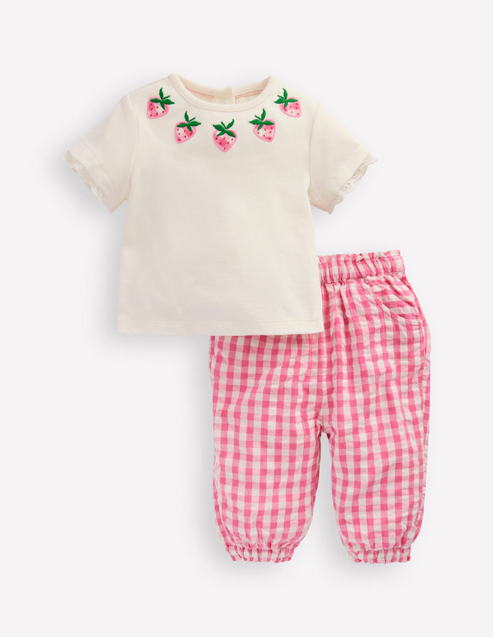 Jersey and Woven Play Set-Strawberry Gingham