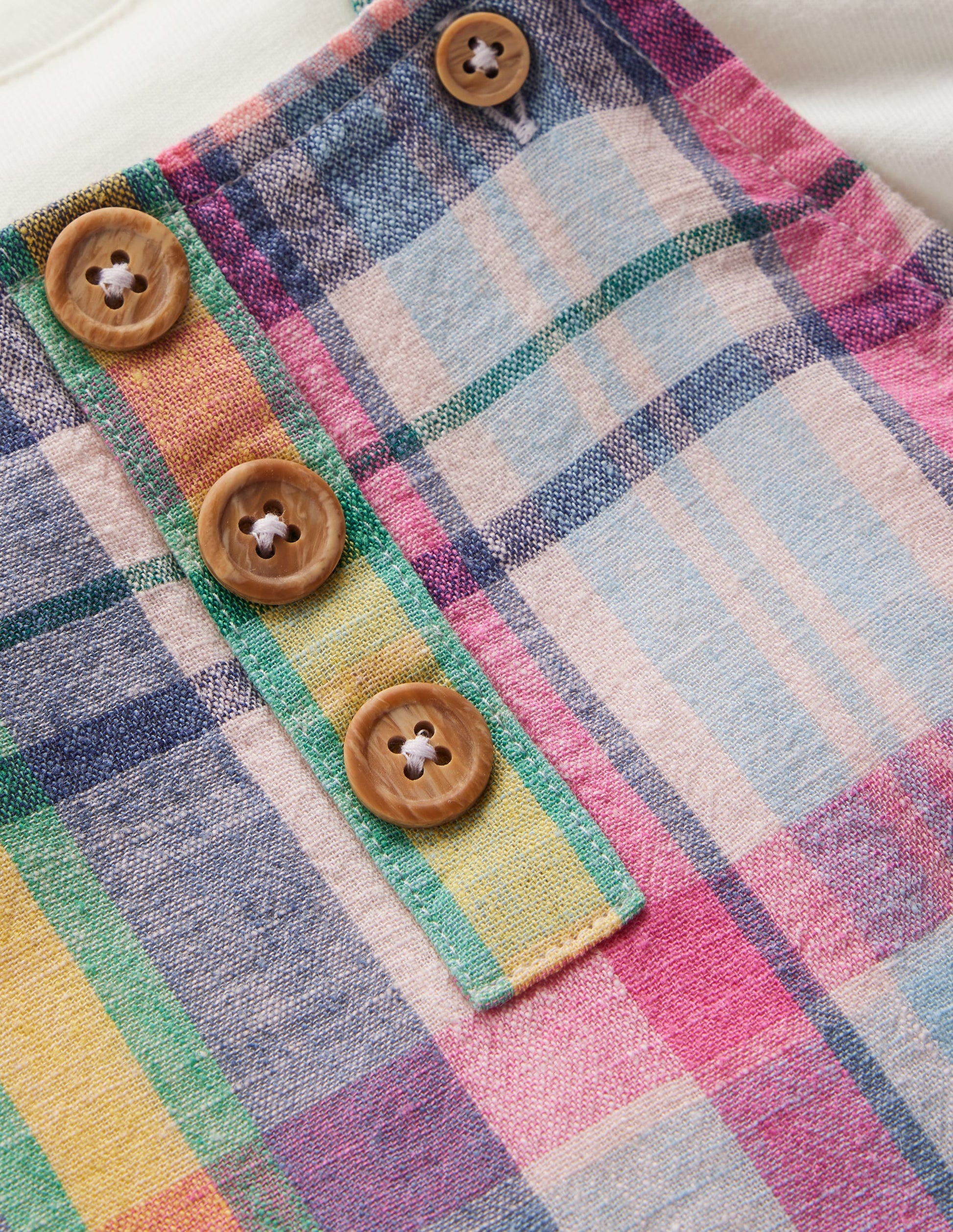 Short Woven Overalls Set-Madras Check-3