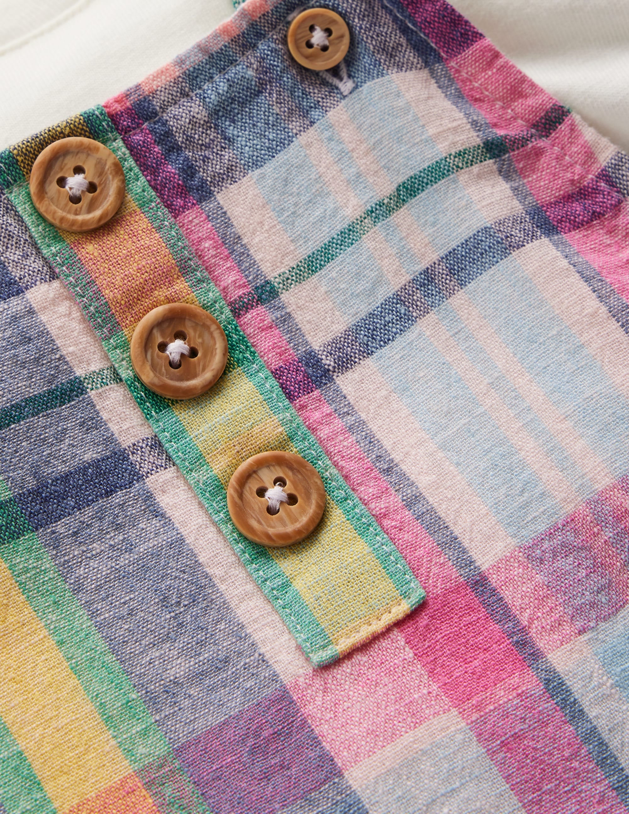 Short Woven Overalls Set-Madras Check - Image 3