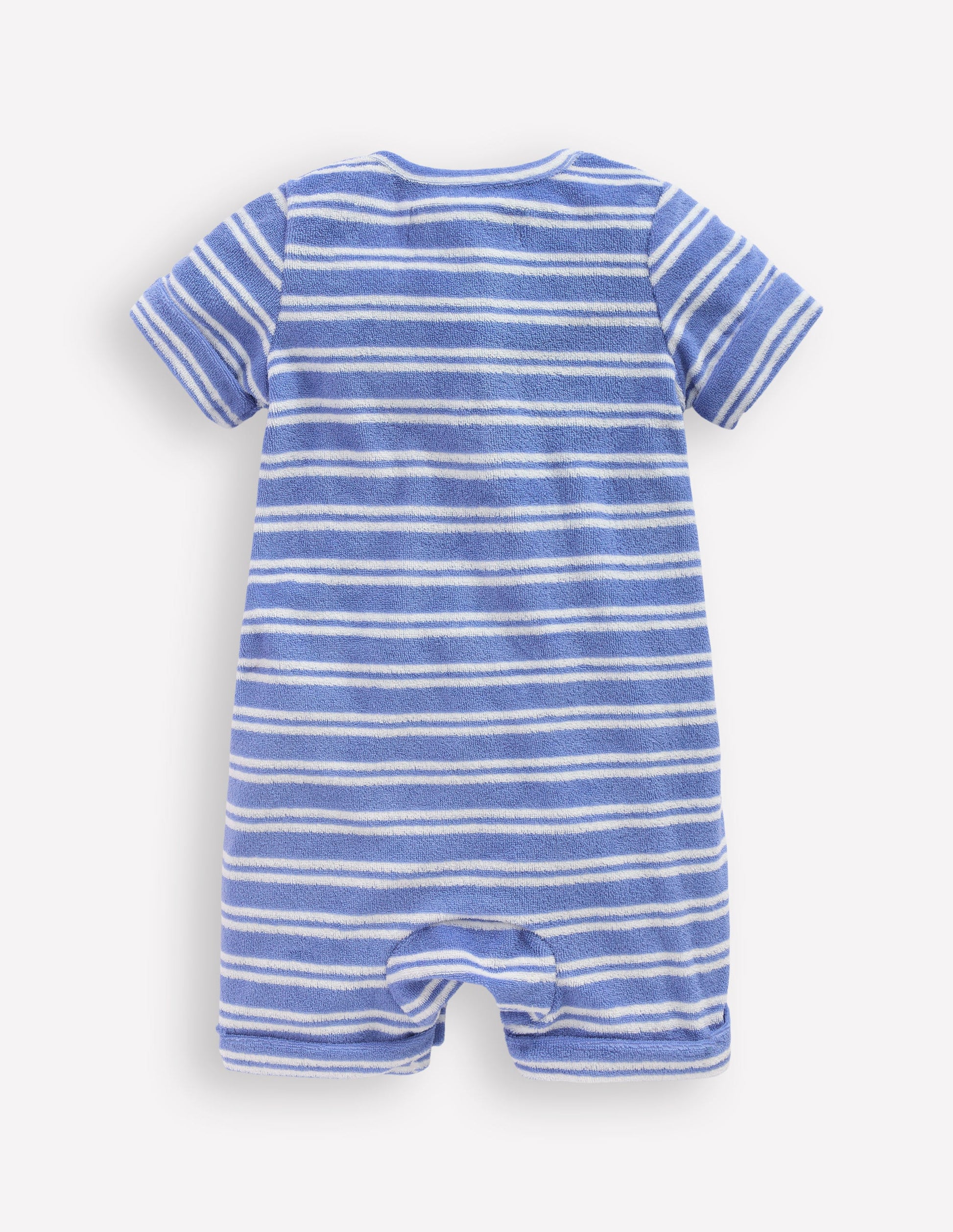 Short Sleeve Towelling Romper-Blue Stripe-2