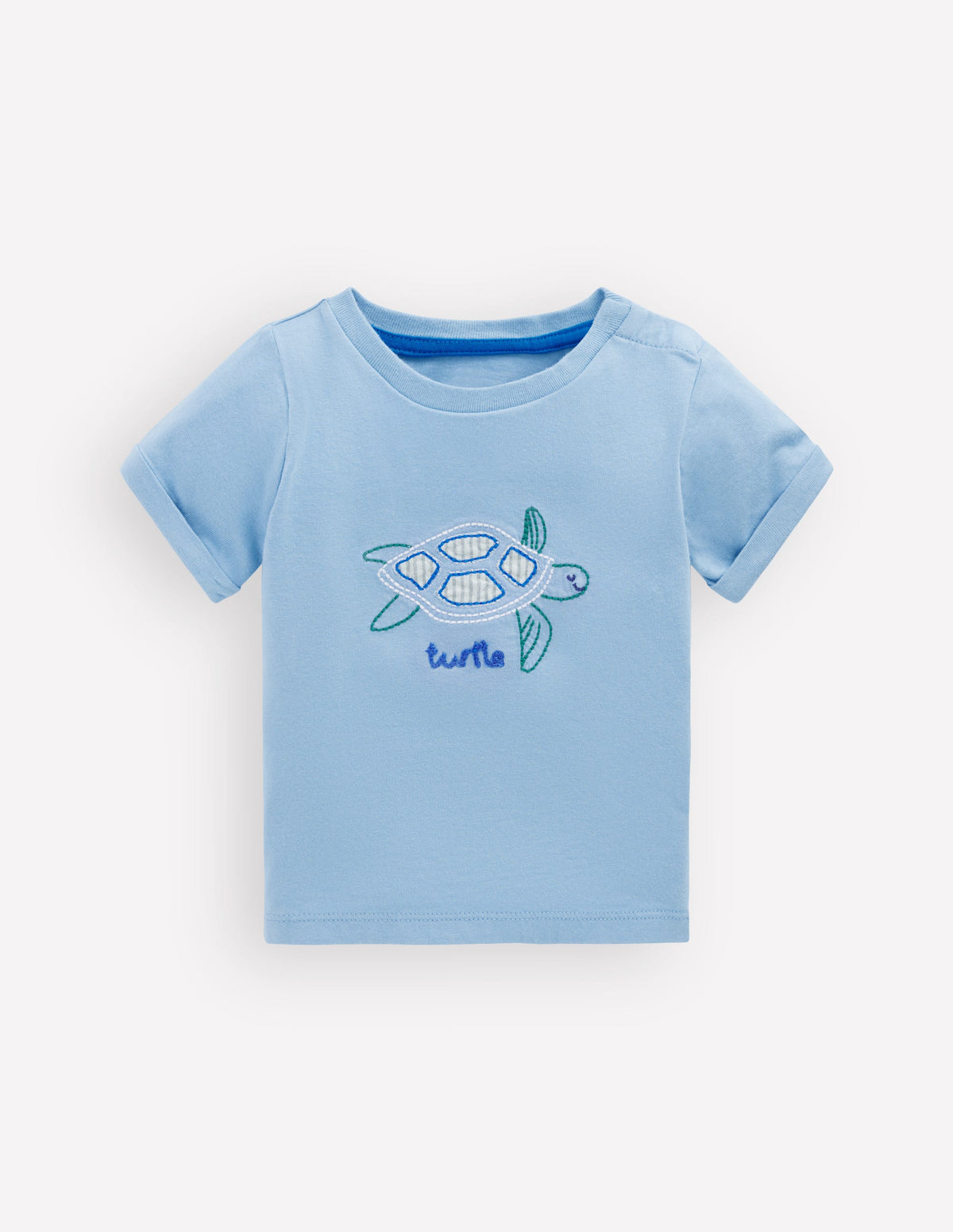 Short Sleeve Logo T-Shirt-Blue Turtle Chain Stitch - Image 1
