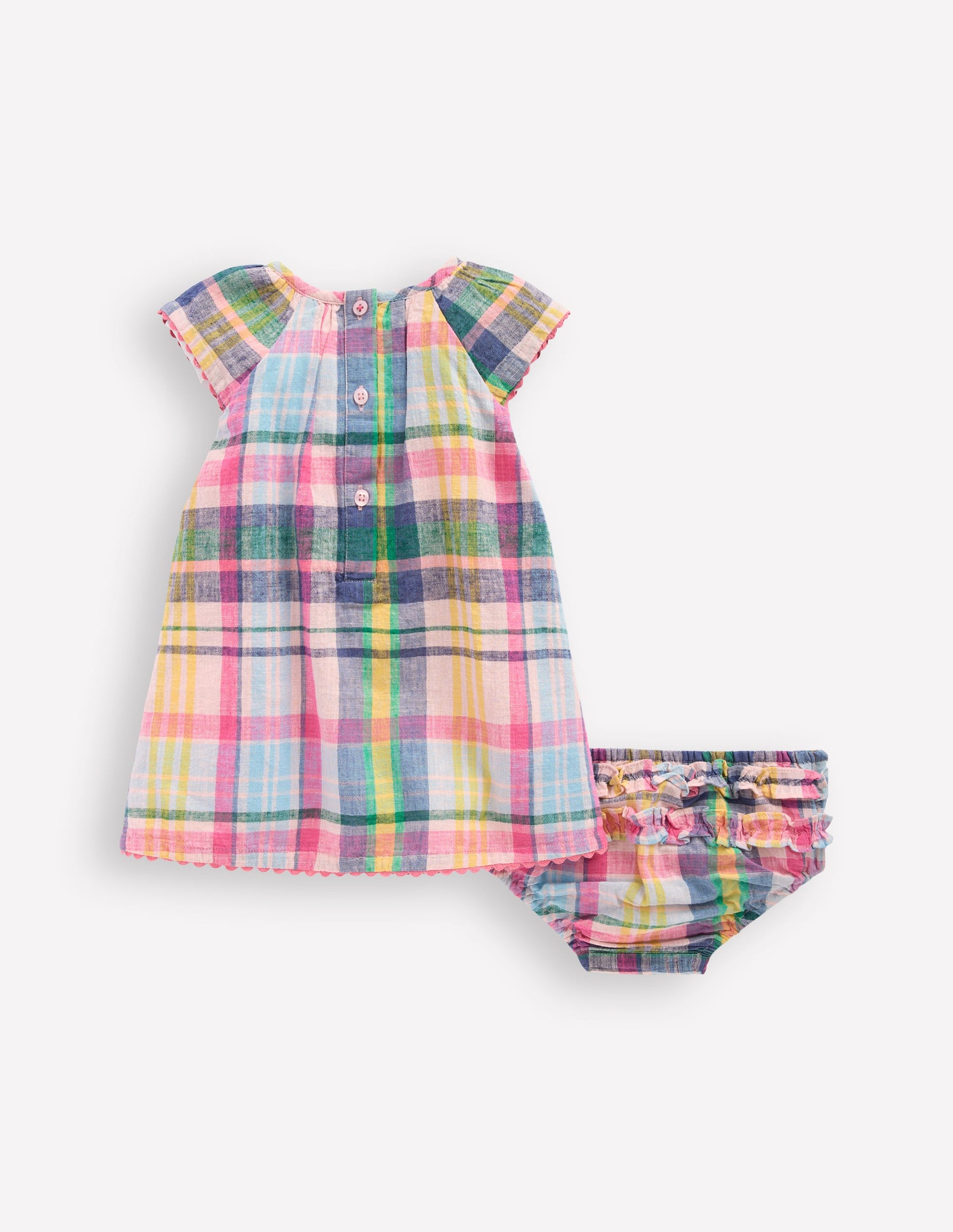 Floaty Shirred Dress-Madras Check-2
