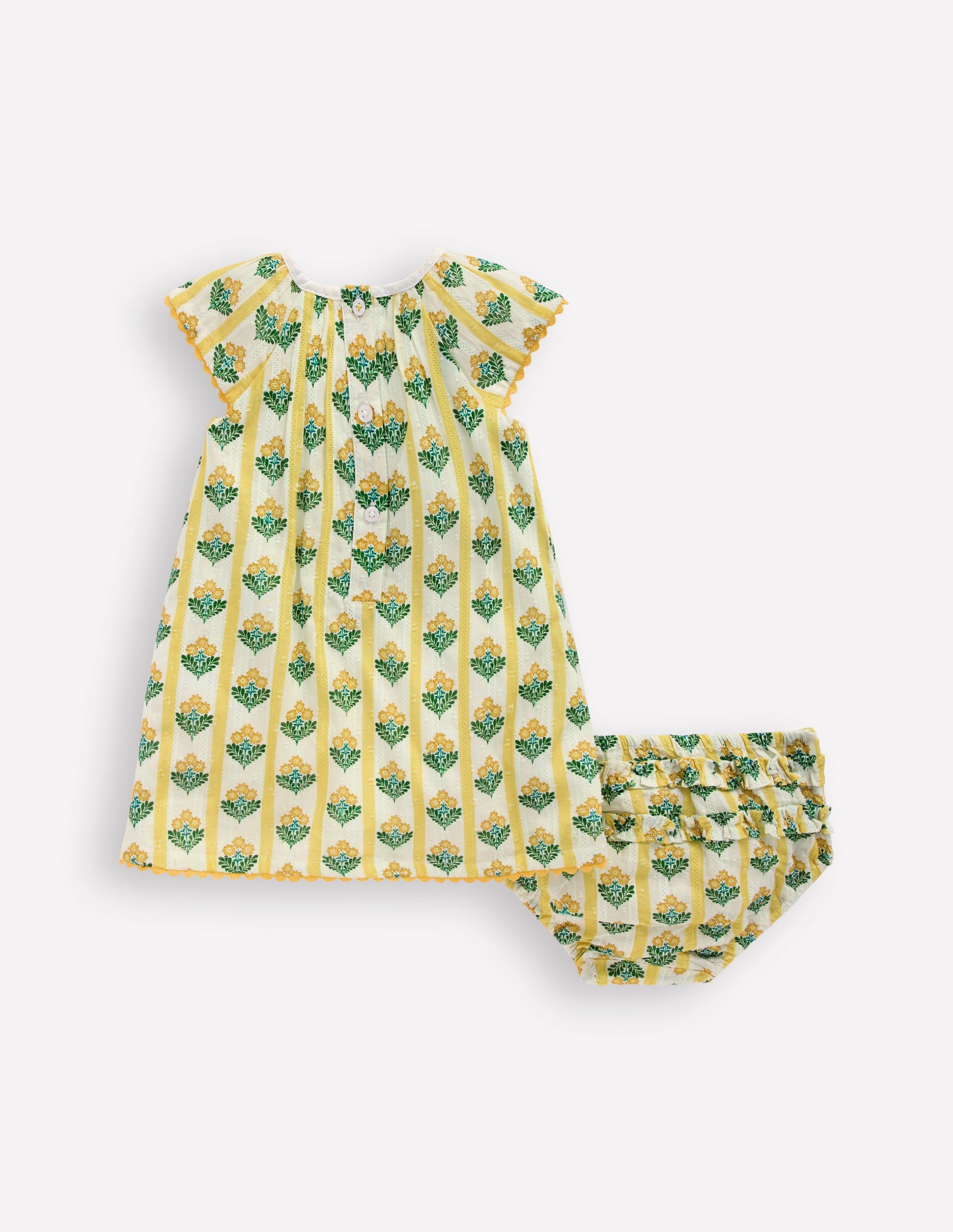 Floaty Shirred Dress-Yellow Flower Stem-3