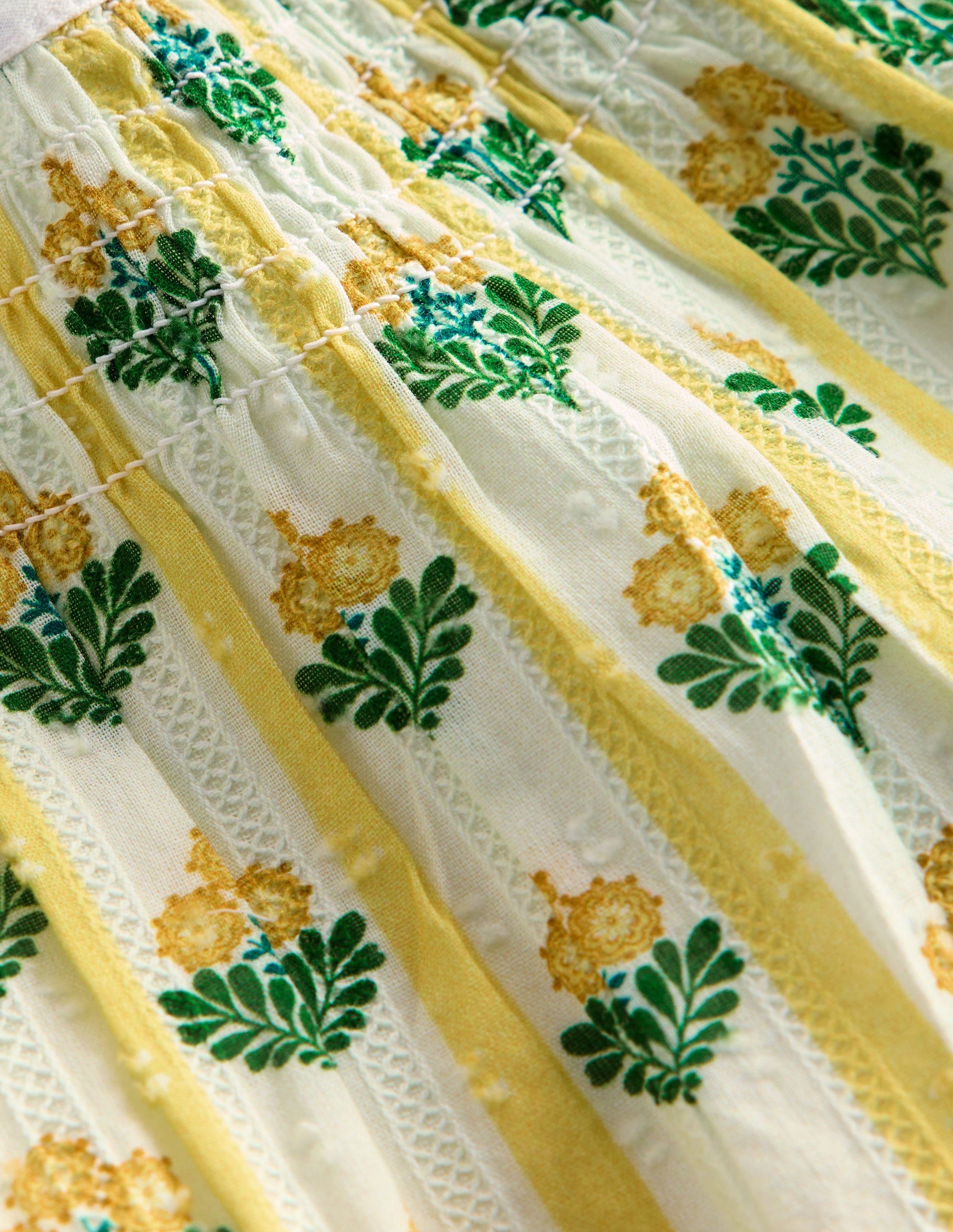 Floaty Shirred Dress-Yellow Flower Stem-4