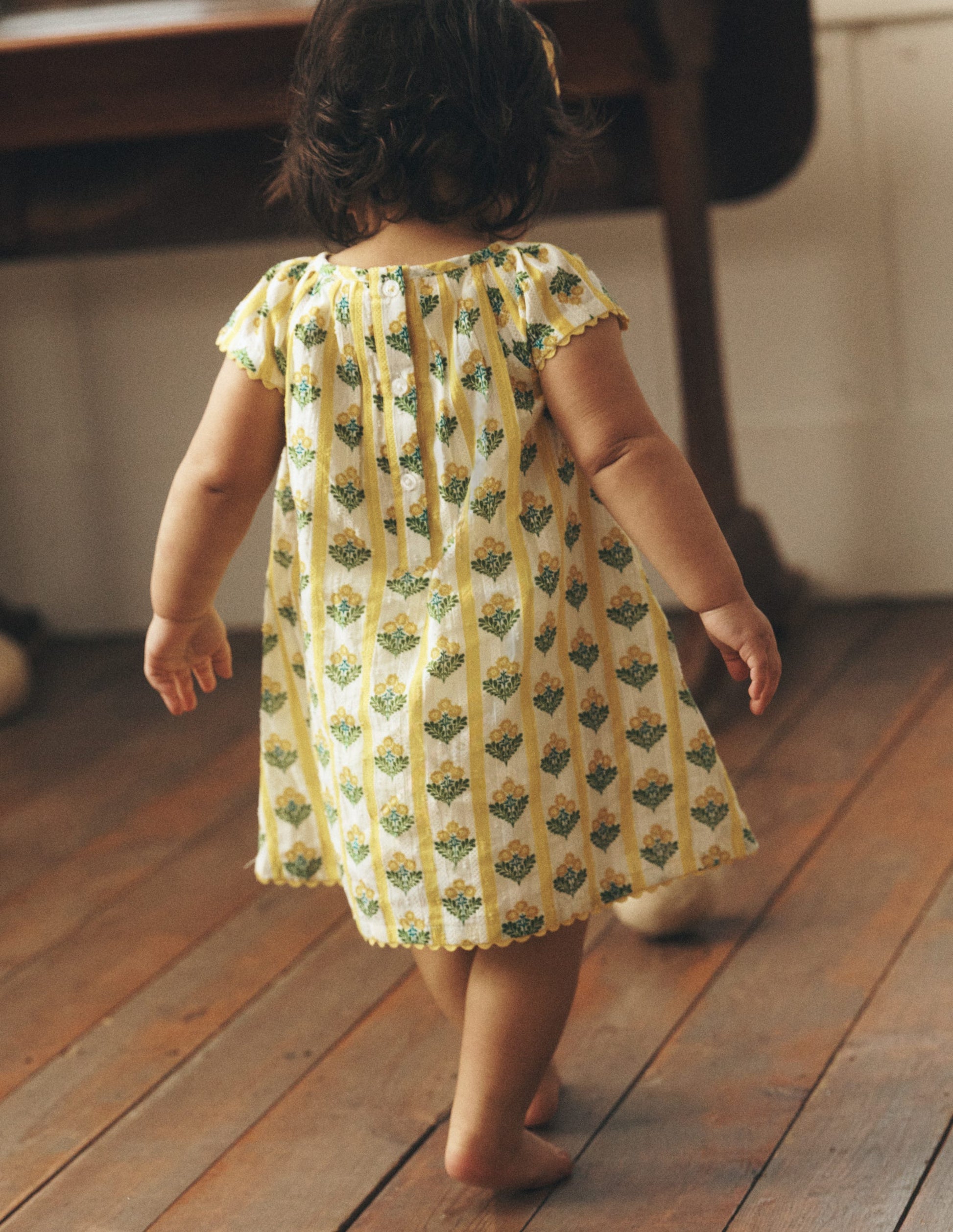Boden Baby Floaty Shirred Dress in Yellow