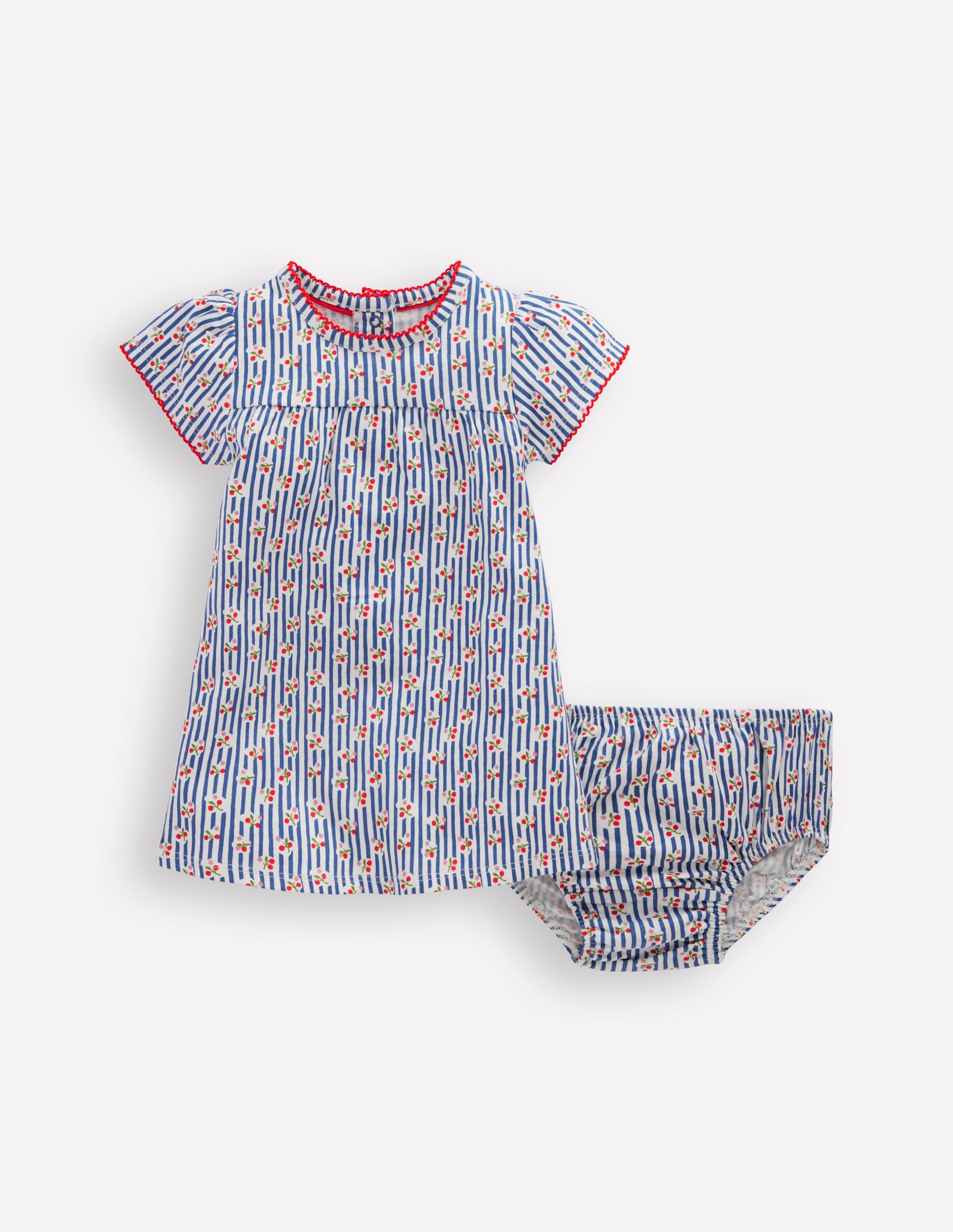 Boden Baby Gathered Jersey Dress in Blue