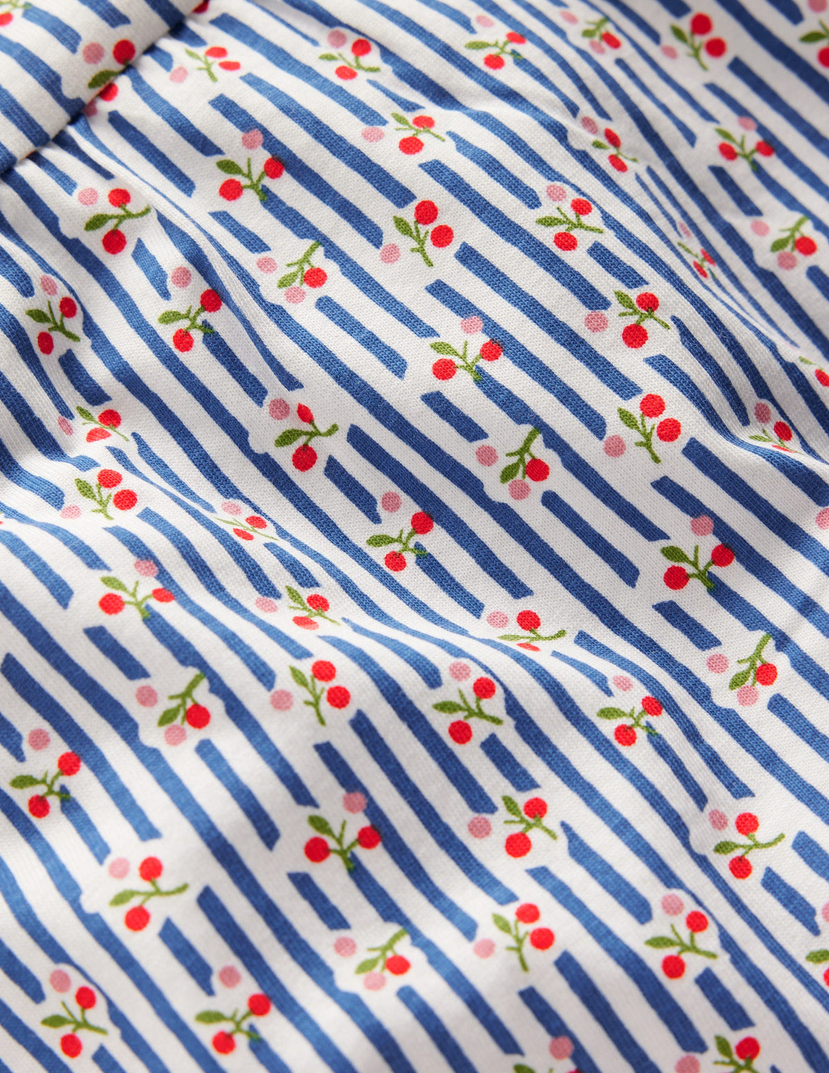 Gathered Jersey Dress-Bluejay Cherry Stripe - Image 3