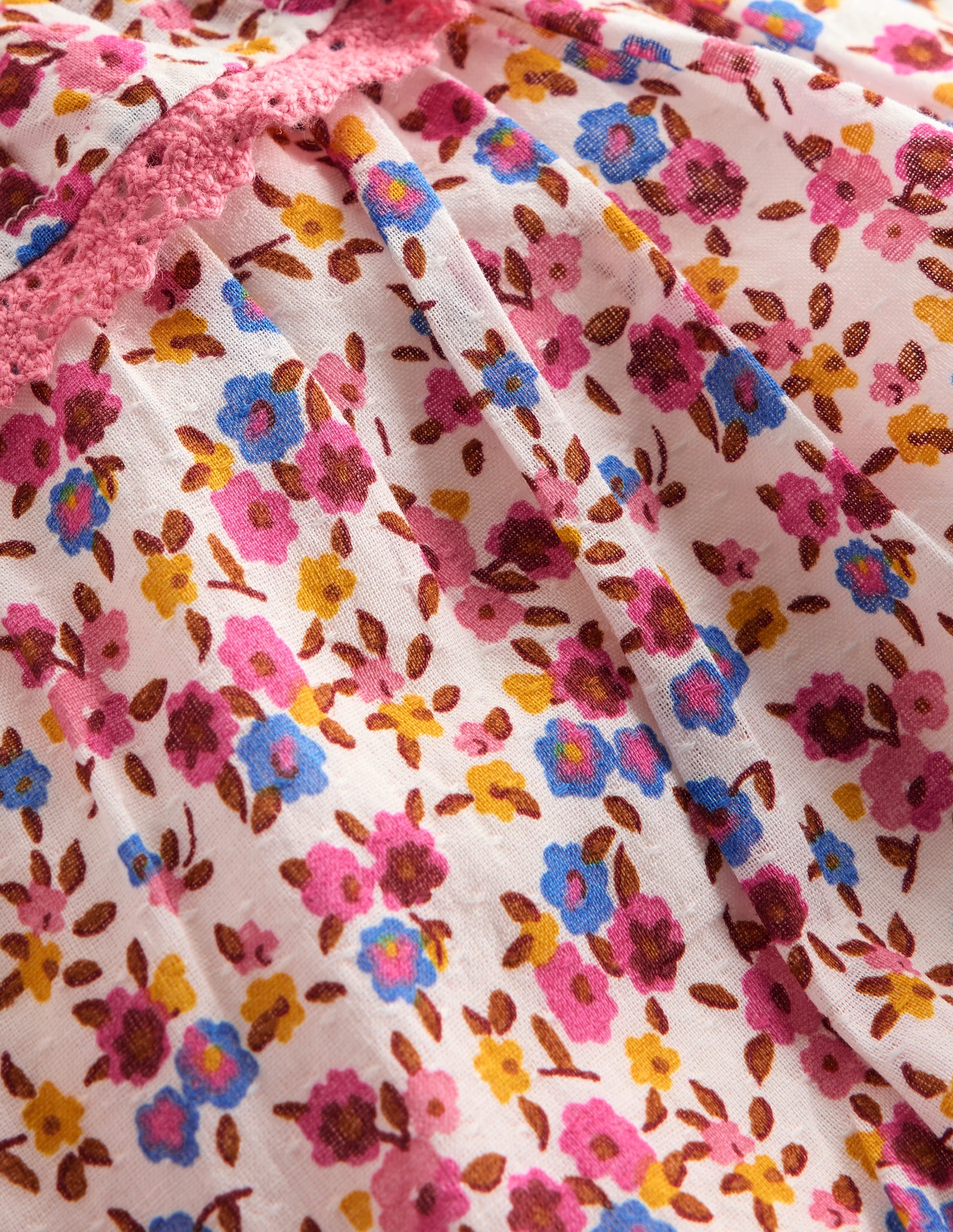 Frill Neck Bubble Romper-Pink Ditsy Floral - Image 3