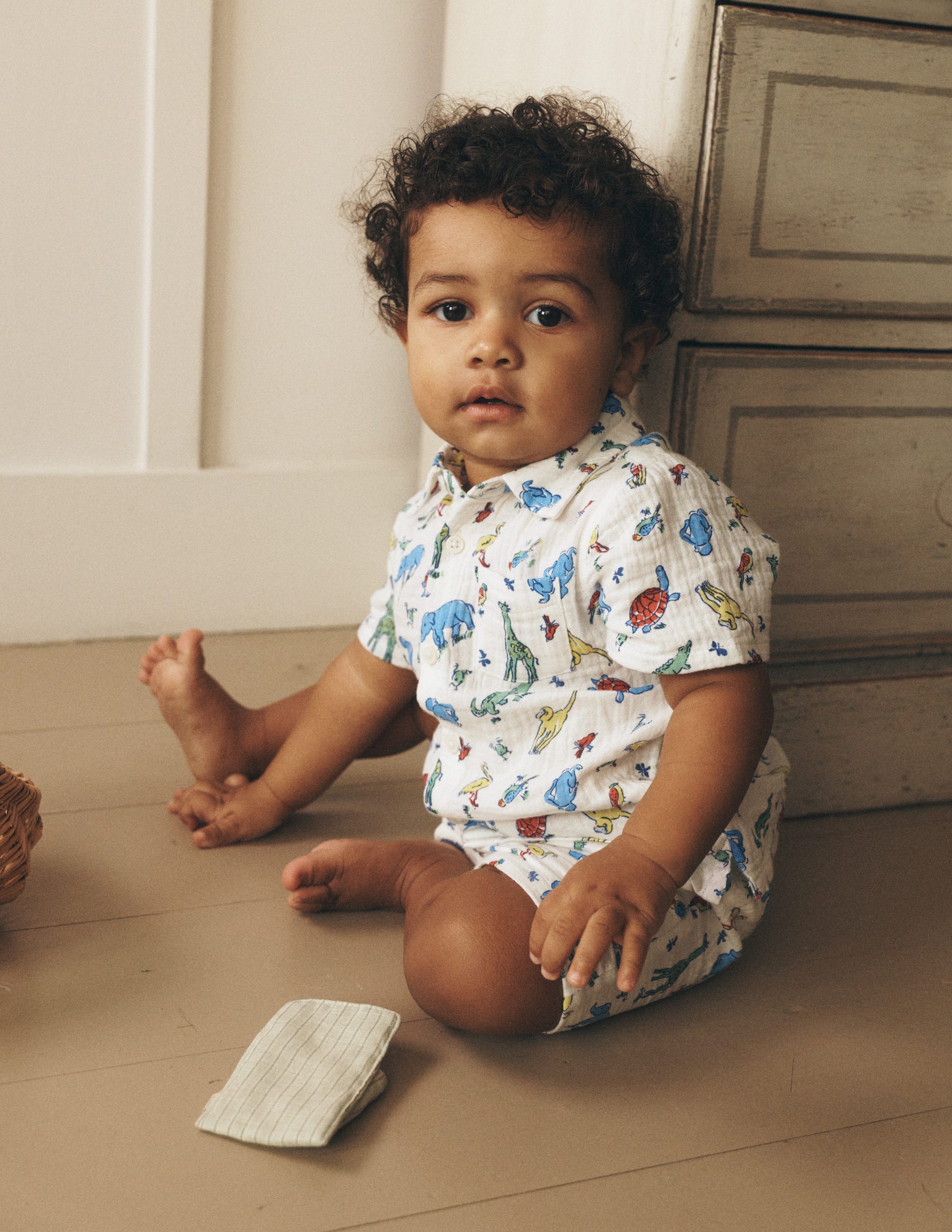 Woven Shirt Play Set-Ivory Multi Jungle Animals-4