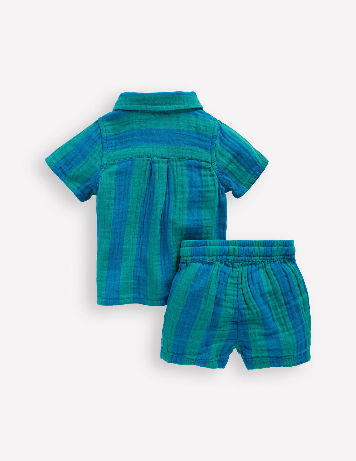 Woven Shirt Play Set-Blue and Green Stripe-2