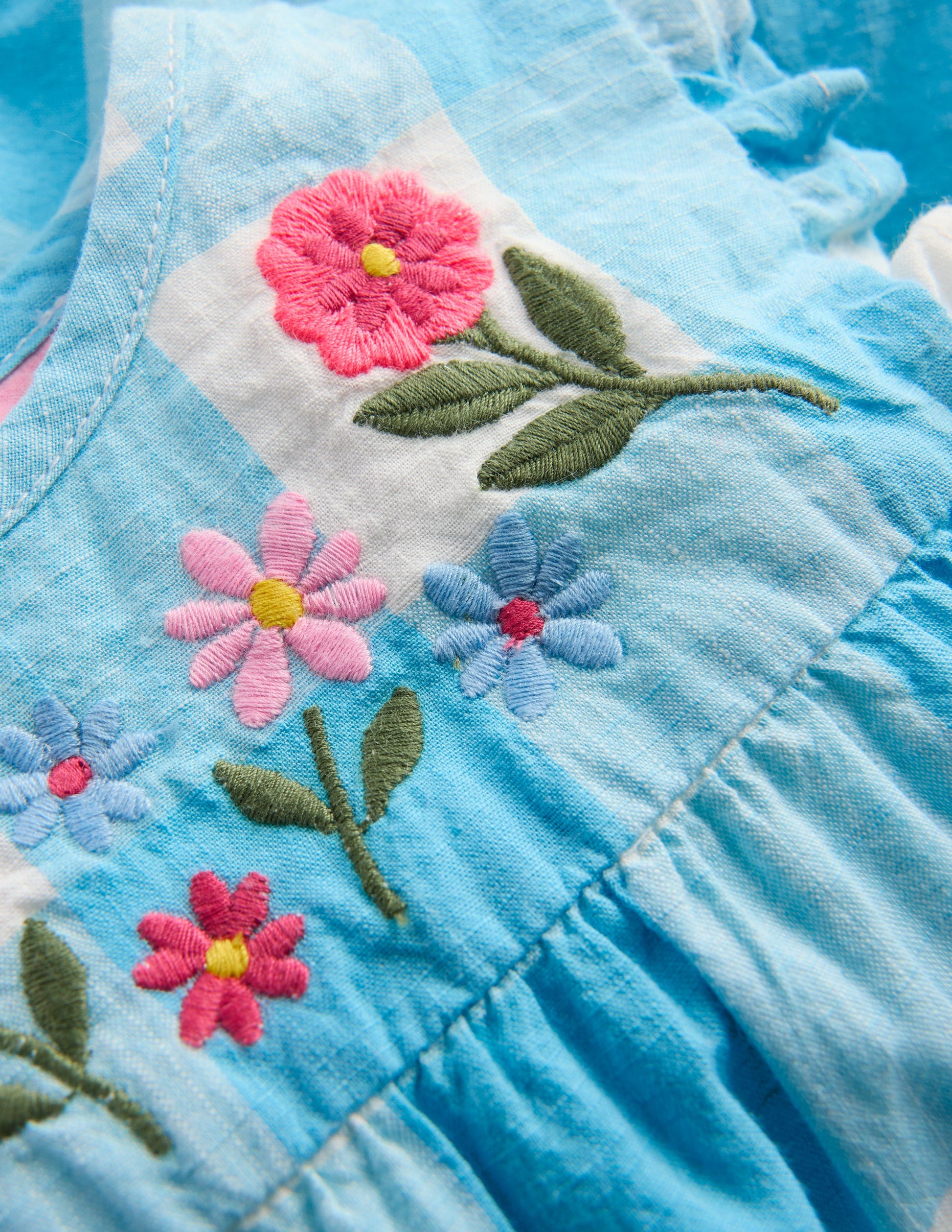 Pretty Trim Woven Play Set-Blue Gingham Embroidery-3