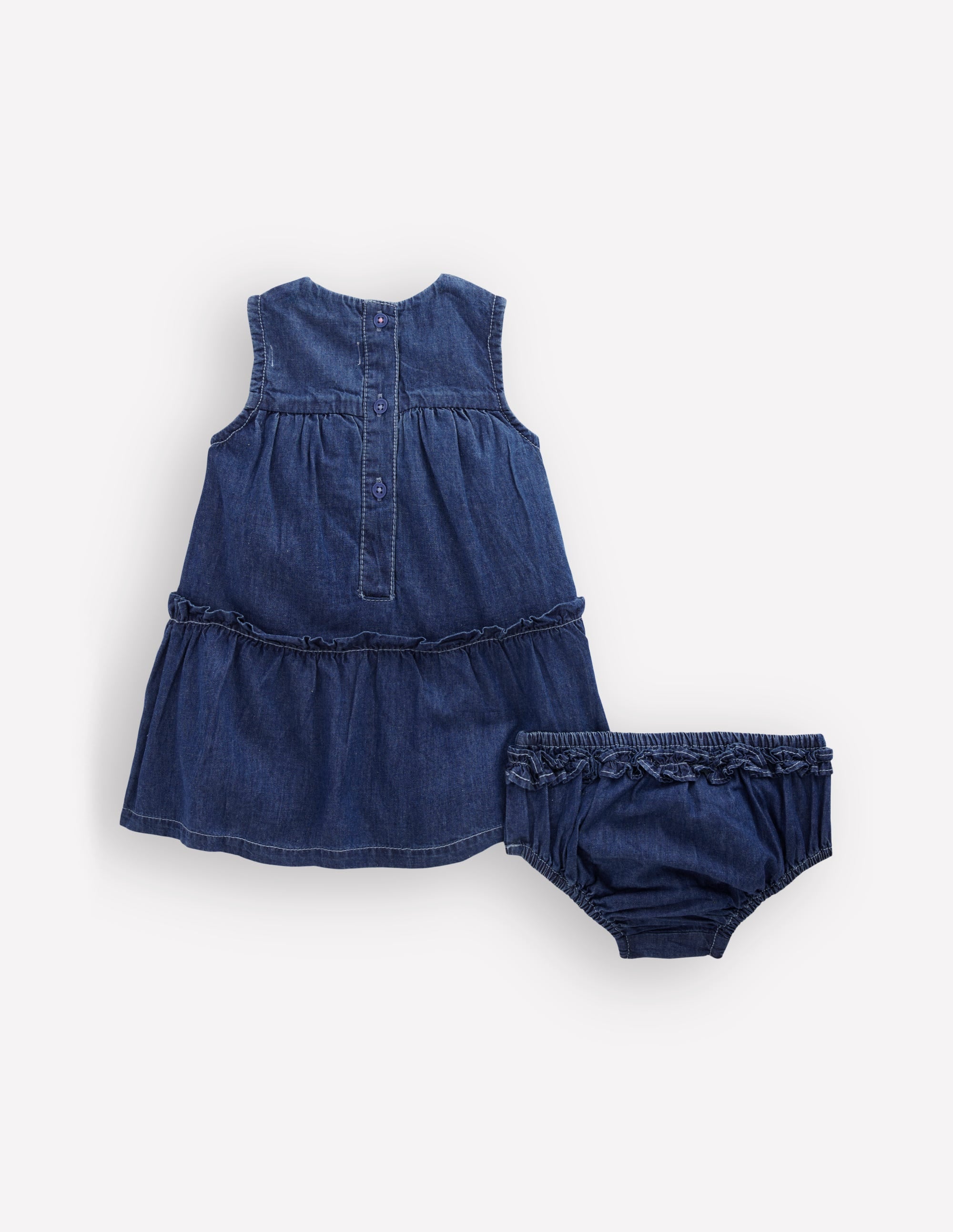 Tiered Ruffle Dress-Chambray Embroidery - Image 2