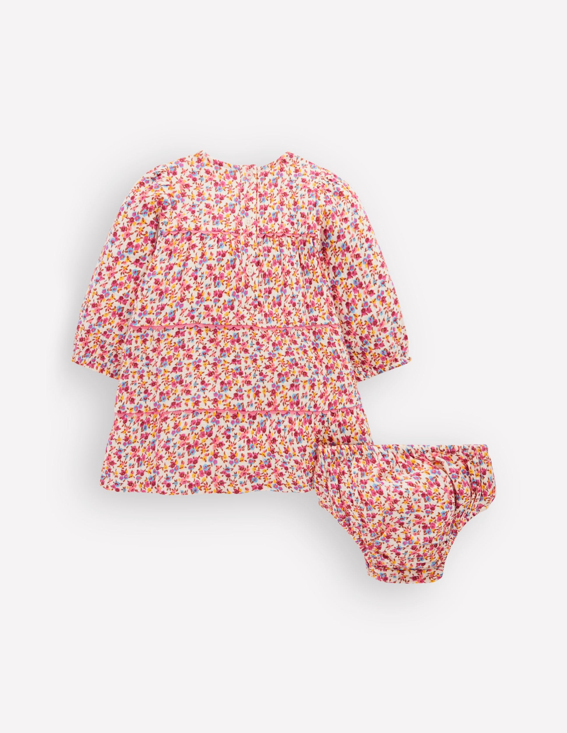 Tiered Ric Rac Dress-Pink Ditsy Floral-2