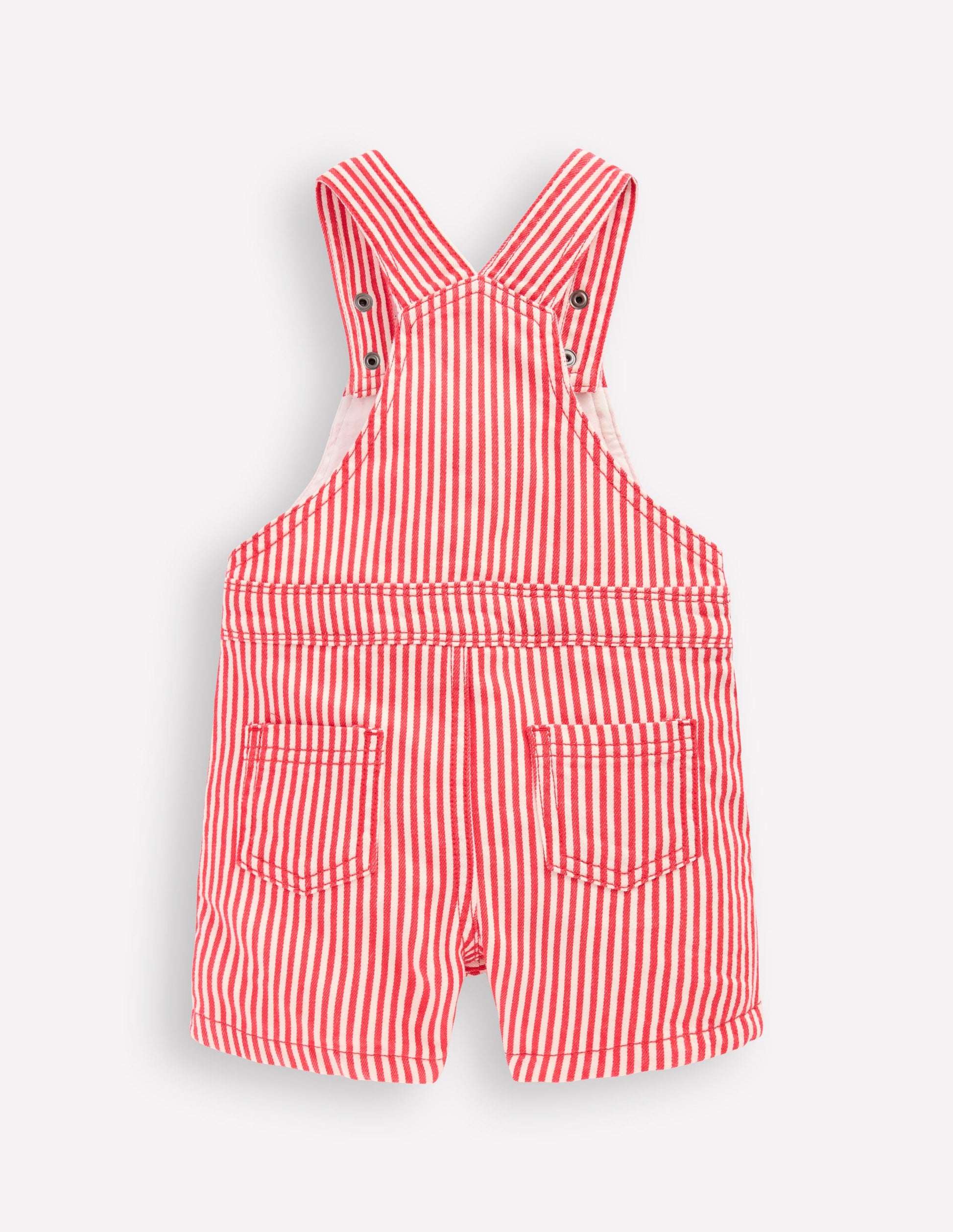 Short Woven Overalls-Red Stripe-2