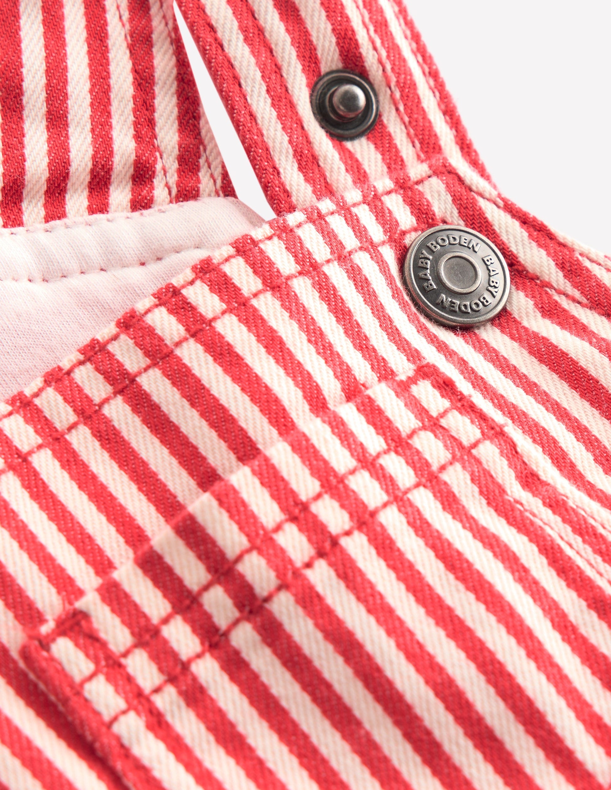 Short Woven Overalls-Red Stripe-3