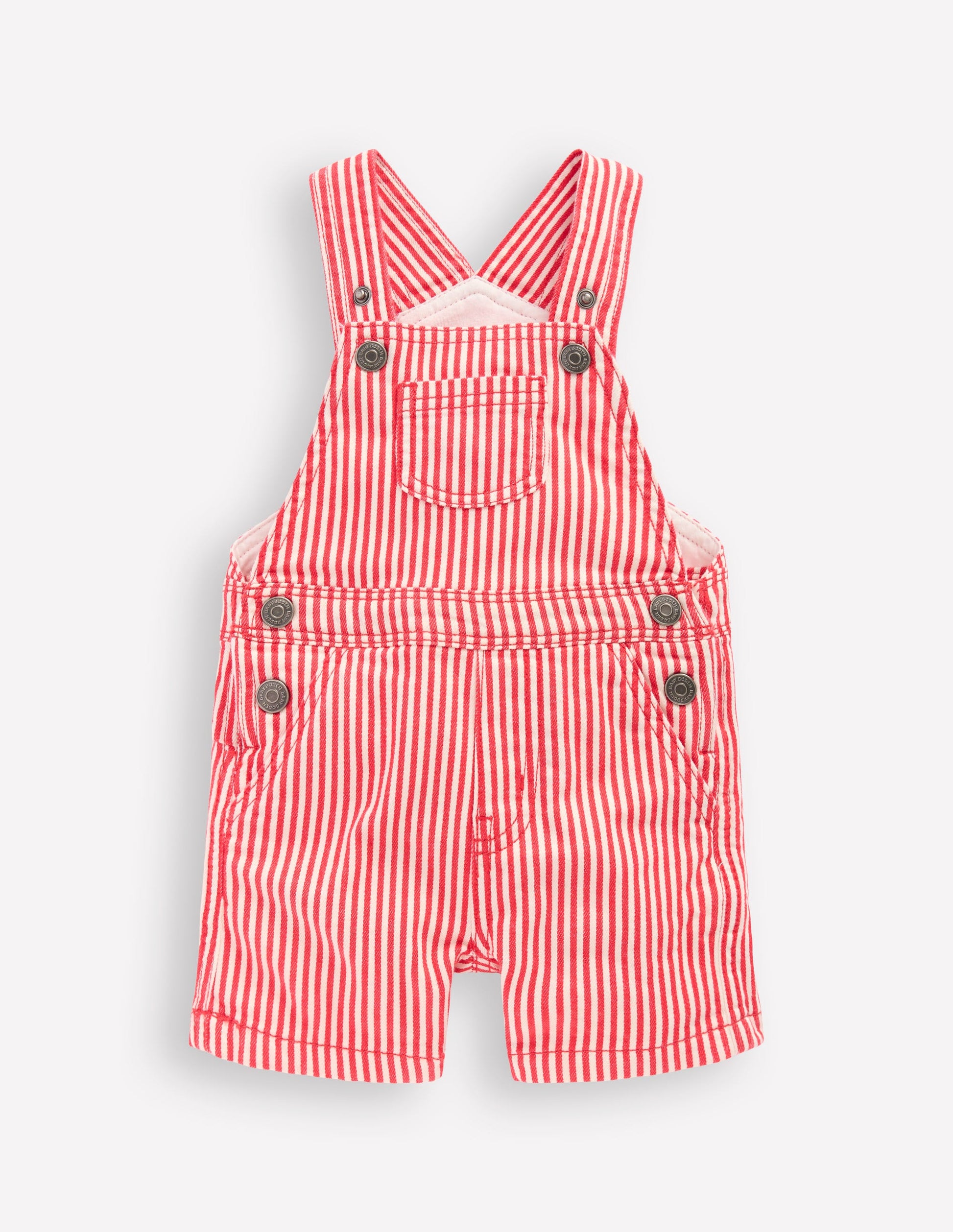 Short Woven Overalls-Red Stripe-1