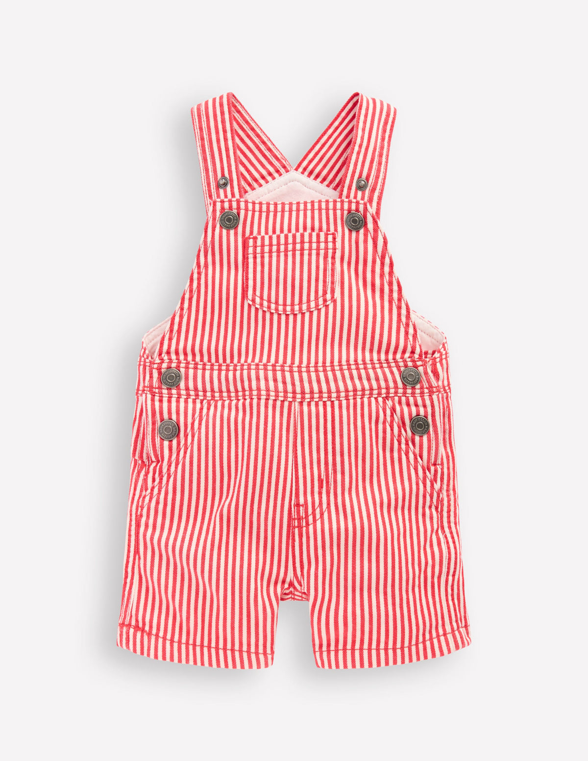 Short Woven Overalls-Red Stripe - Image 1