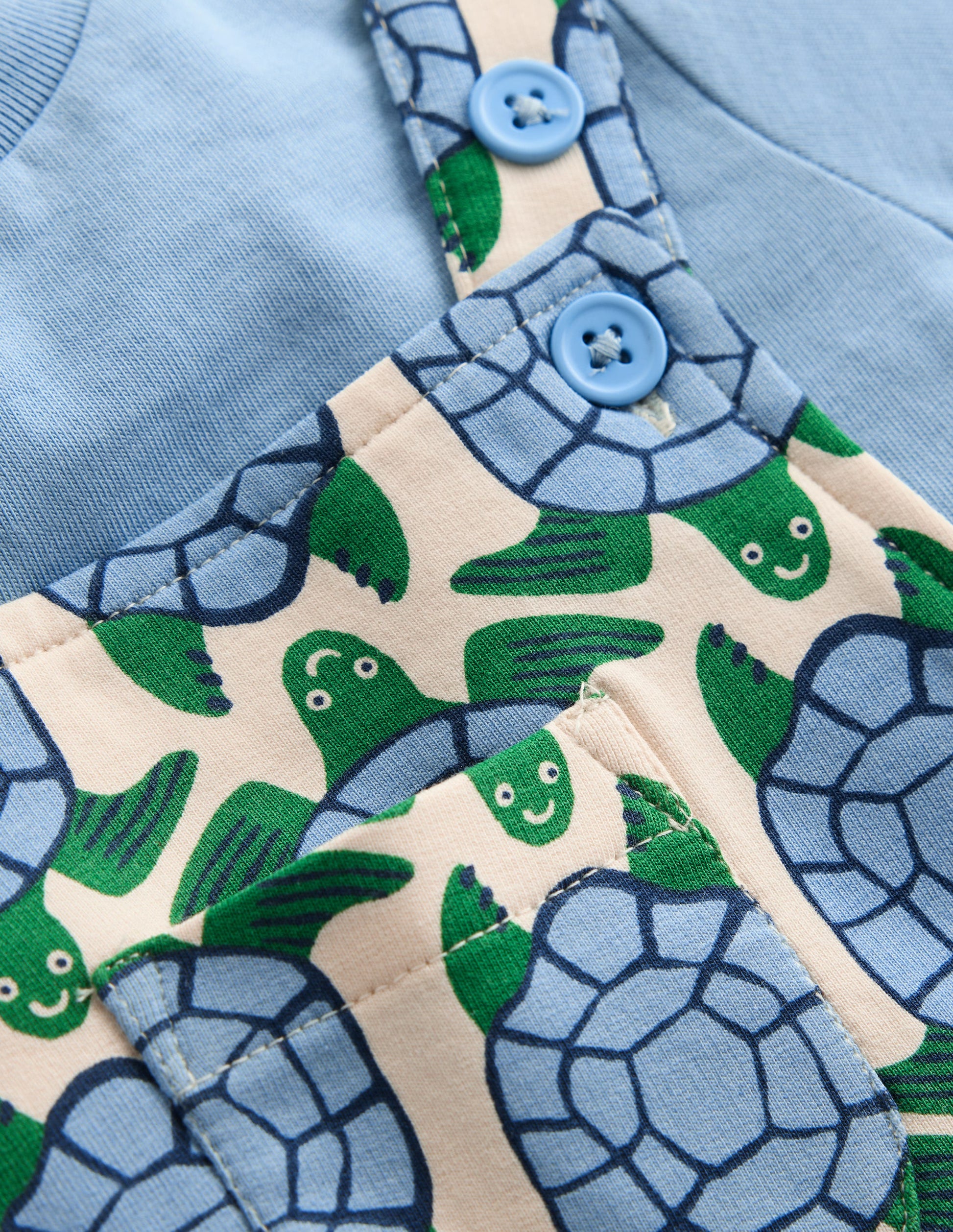 Jersey Short Dungaree Set-Blue Geo Turtles-3