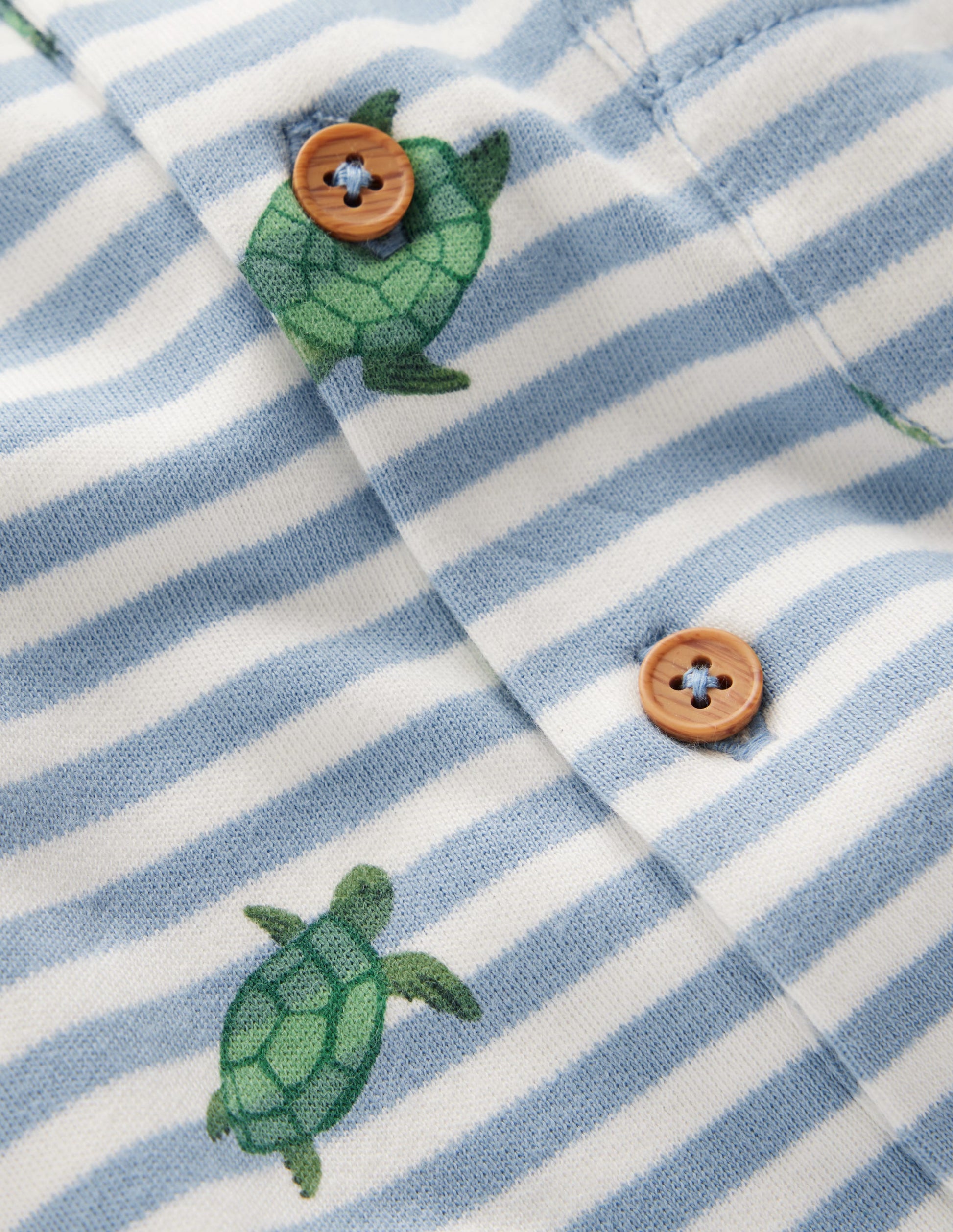 Short Sleeve Jersey Romper-Blue Stripe Baby Turtles-3