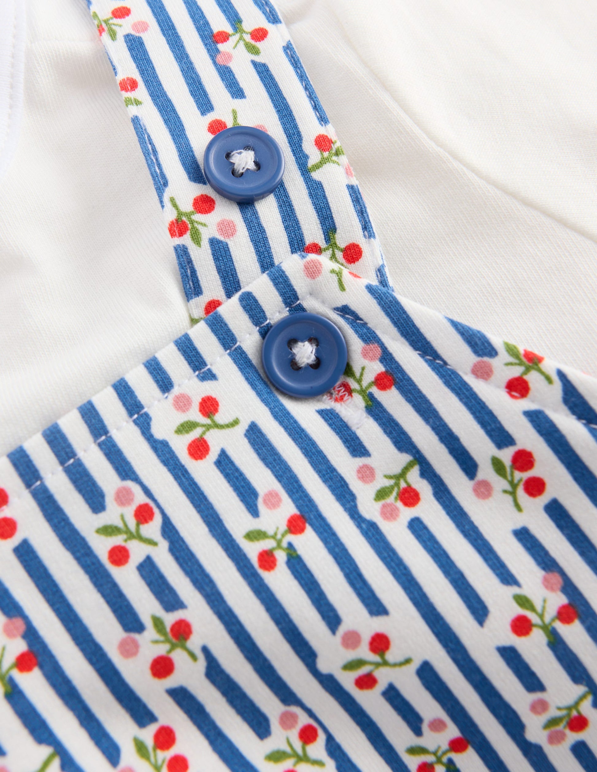 Short Jersey Dungaree Set-Bluejay Cherry Stripe-3