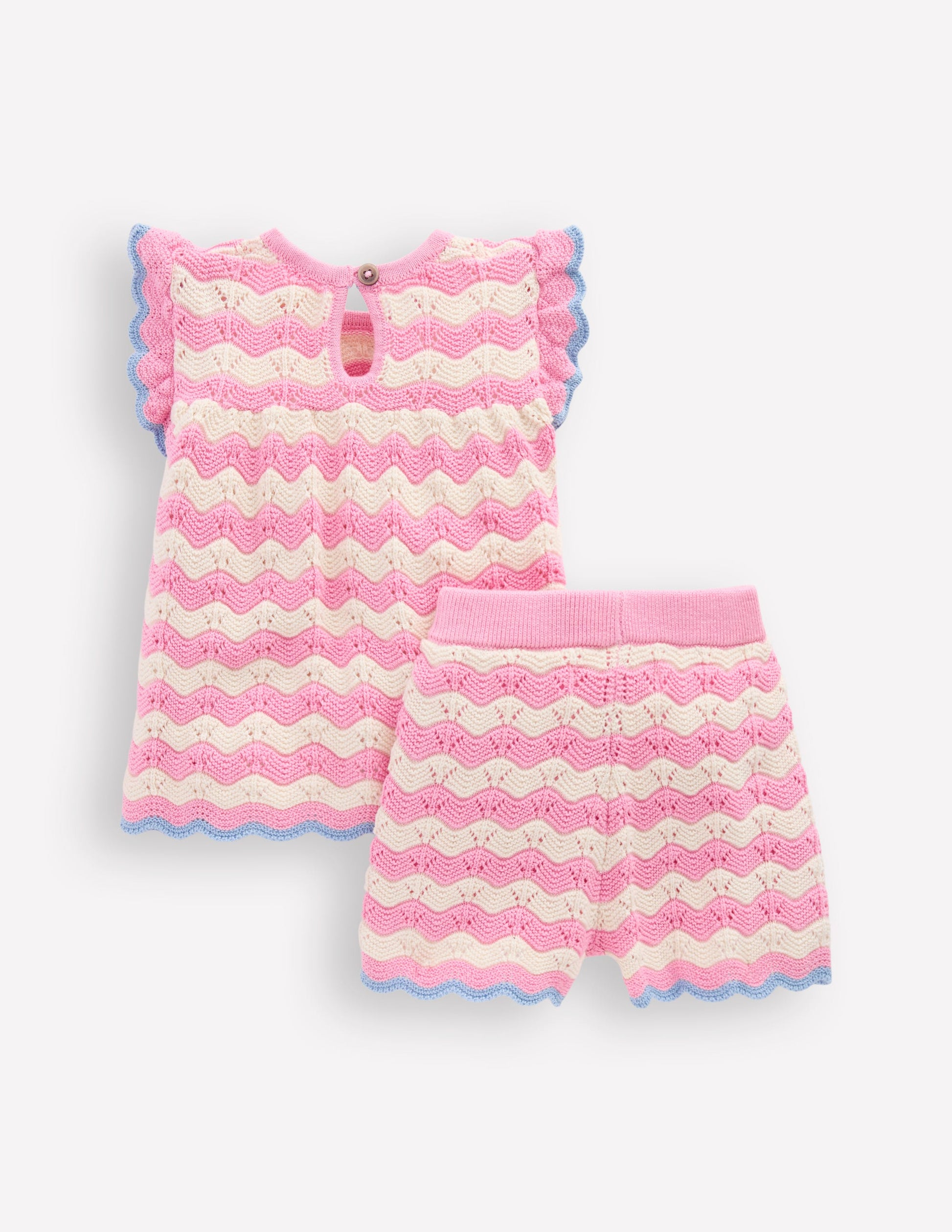 Pointelle Knitted Play Set-Pink Wave-2