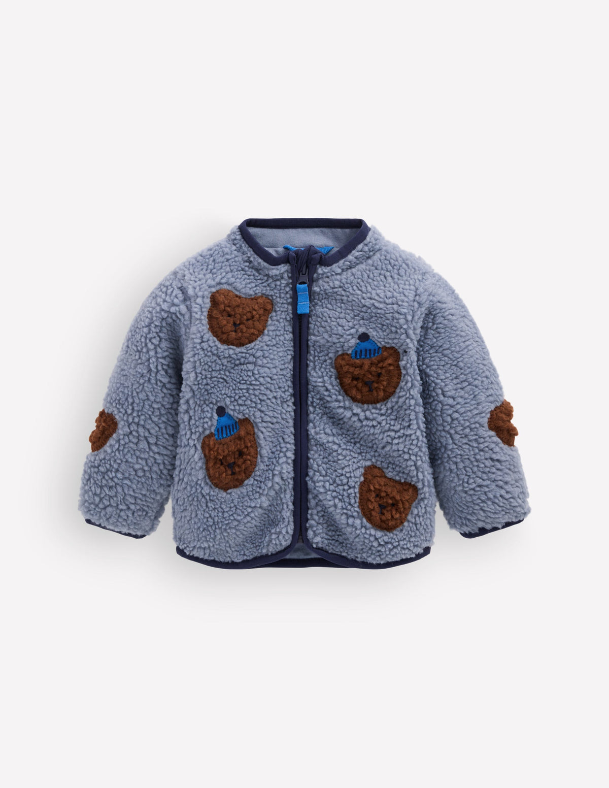 Cosy Borg Jacket-Blue Bear Applique - Image 1
