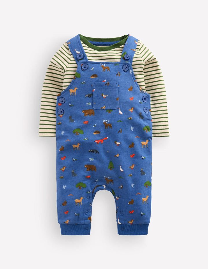 Jersey Overalls Set-Blue Woodland