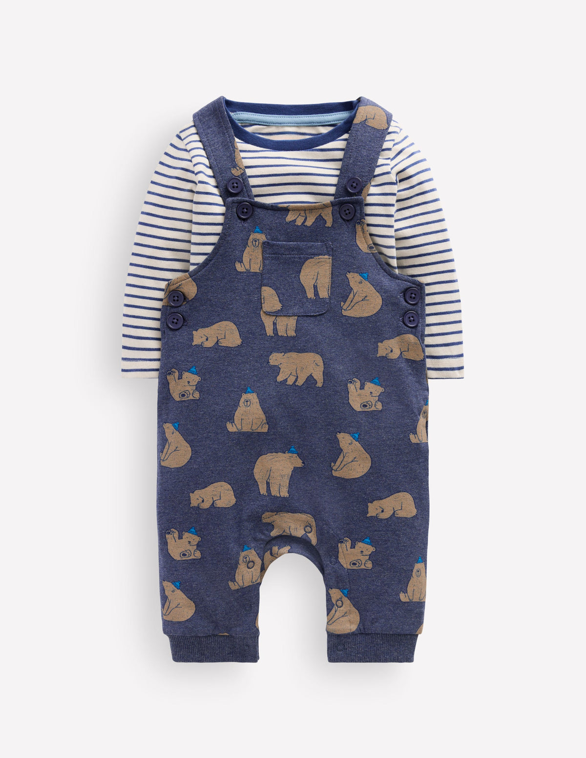 Jersey Overalls Set-Navy Blue Baby Bears - Image 1