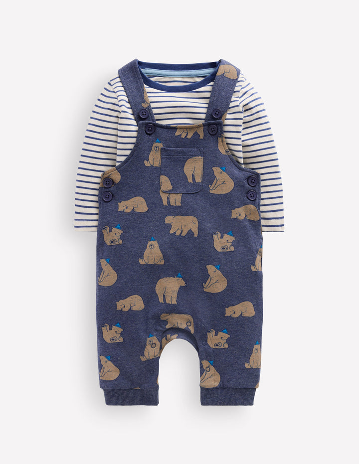 Jersey Overalls Set-Navy Blue Baby Bears