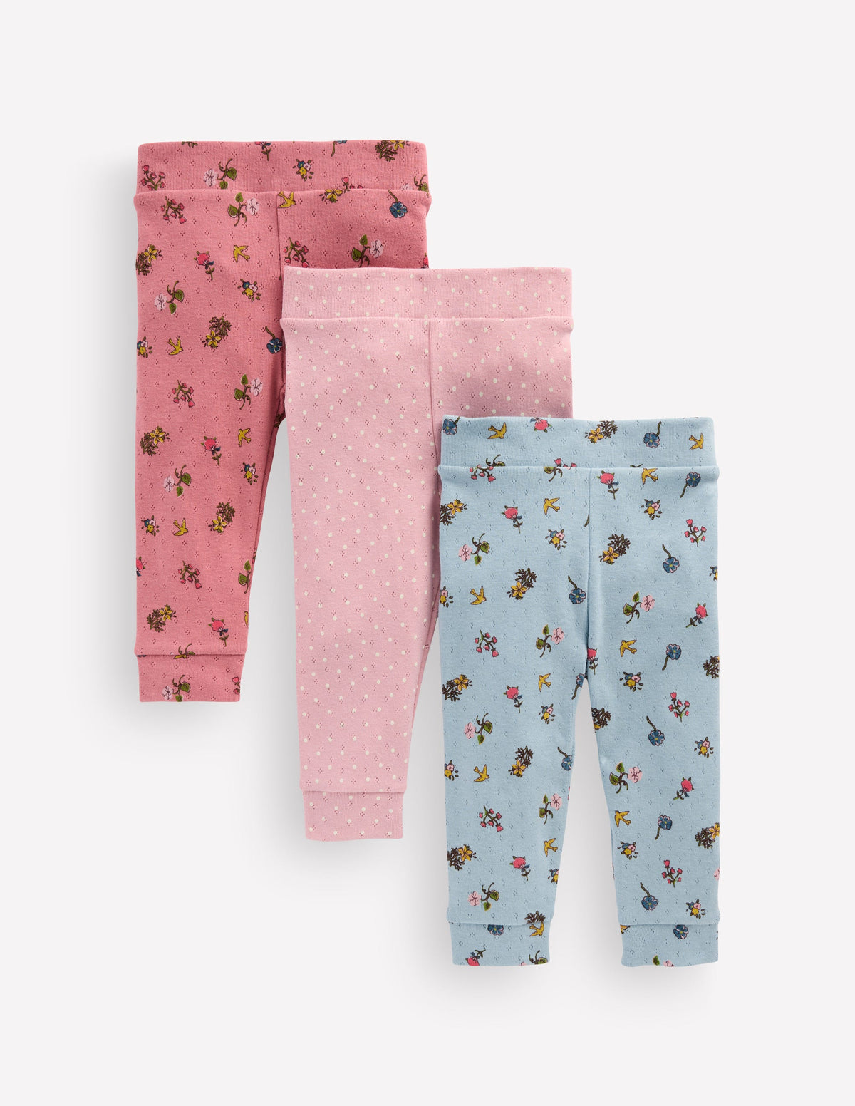 3-pack Pointelle Leggings-Pink Spaced Floral-1