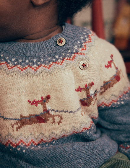 Fair isle Sweater-Denim Blue Marl Polar Post