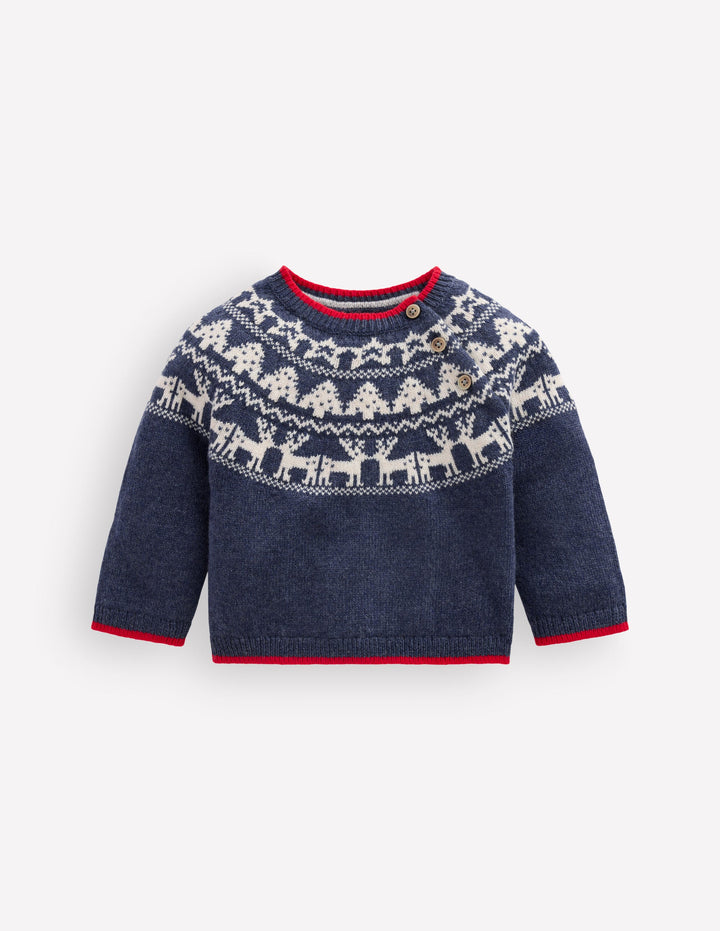Fair isle Sweater-College Navy Marl Festive