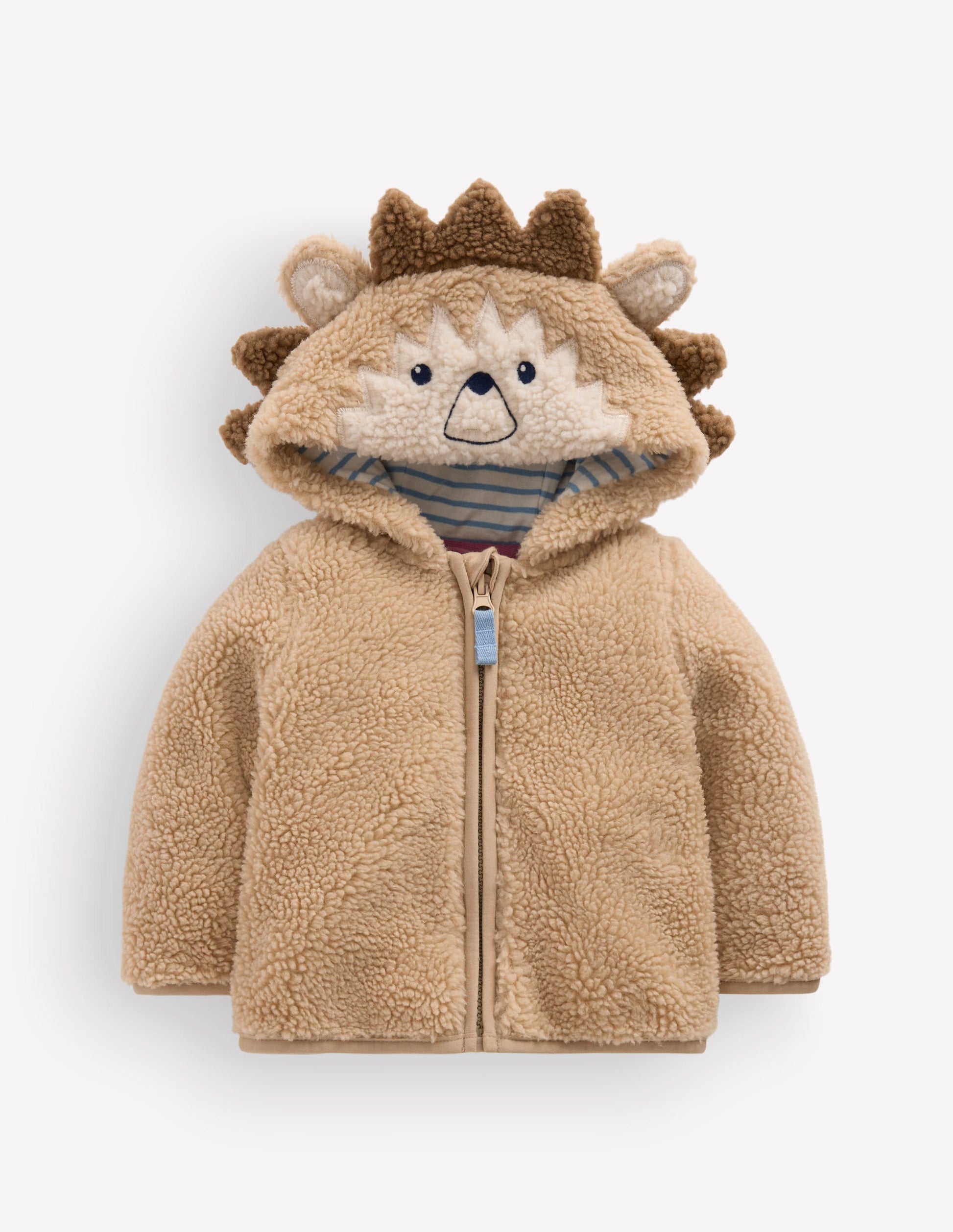 Novelty Cosy Borg Jacket-Brown Hedgehog-2