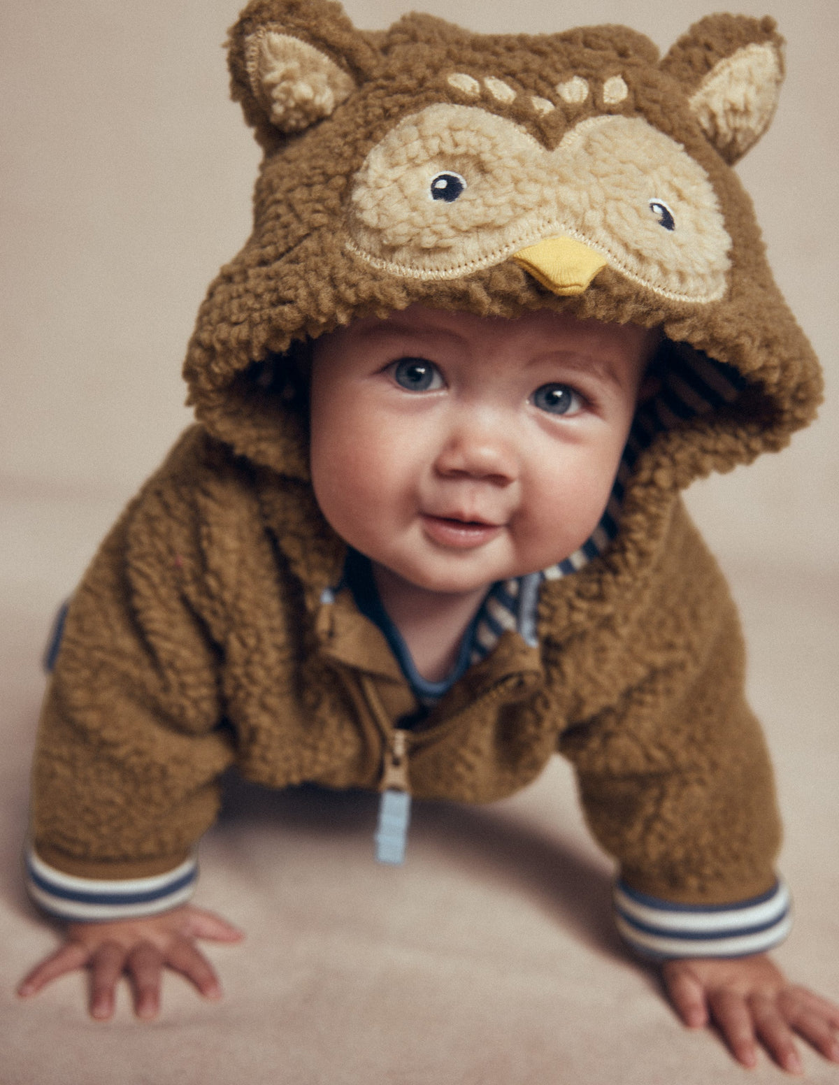 Novelty Cosy Borg Jacket-Brown Owl-3