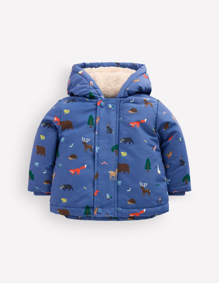 3-in-1 Shower Resistant Coat-Bluejay Woodland Animals