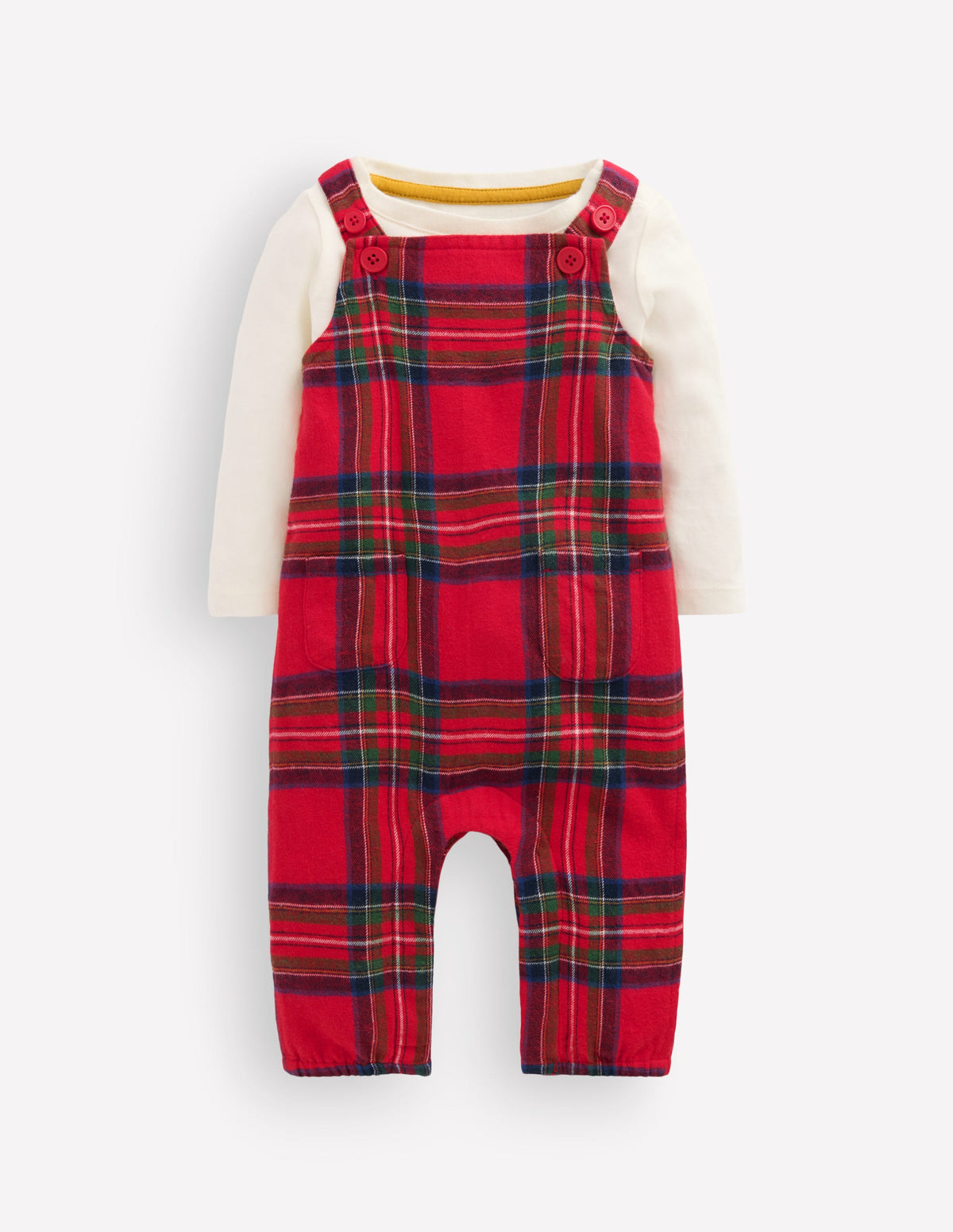 Front Pocket Romper Set-Red Family Check - Image 1