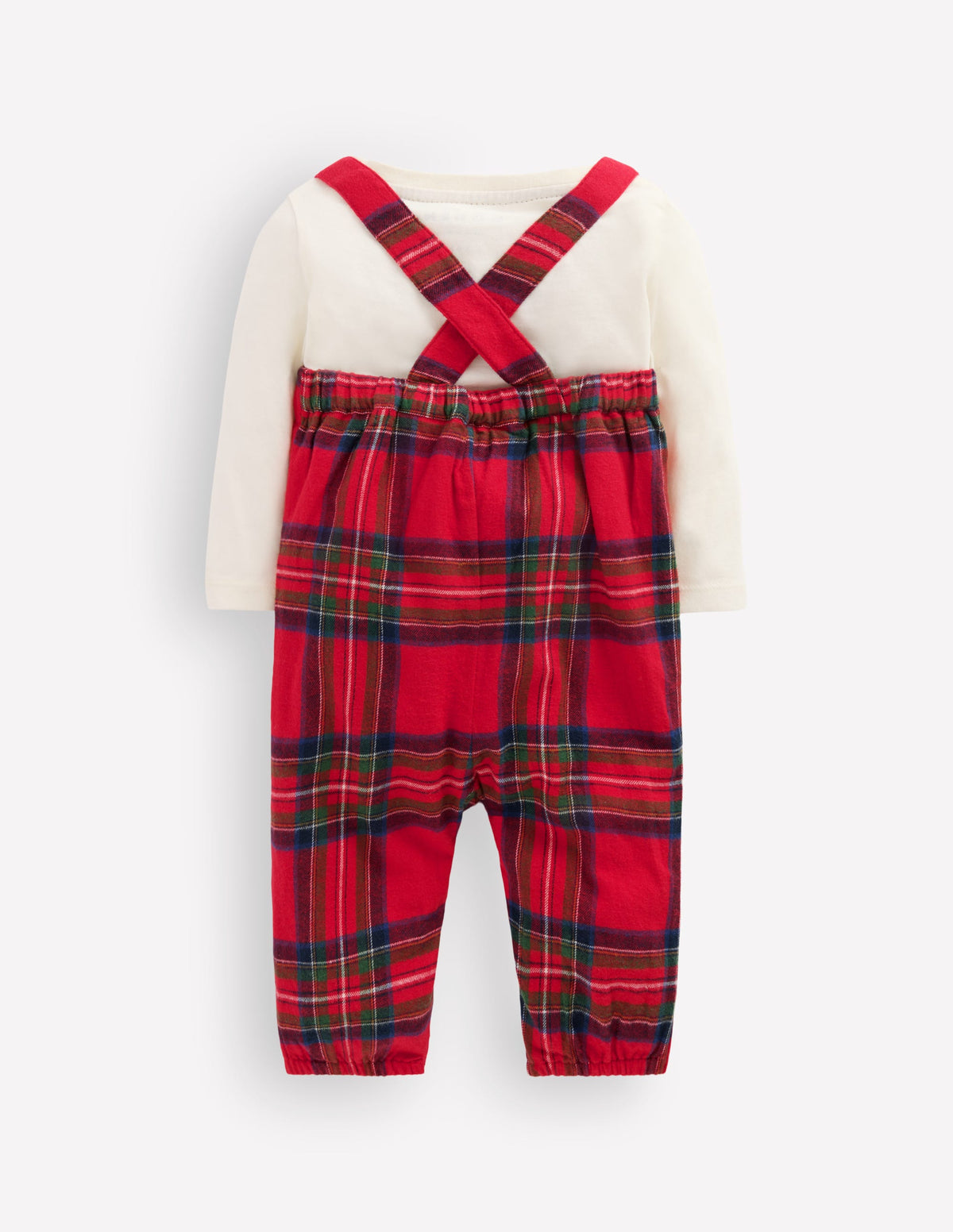 Front Pocket Romper Set-Red Family Check-3