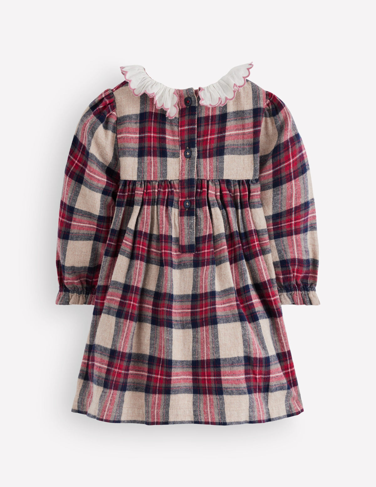 Smocked Party Dress-Oatmeal Check-3