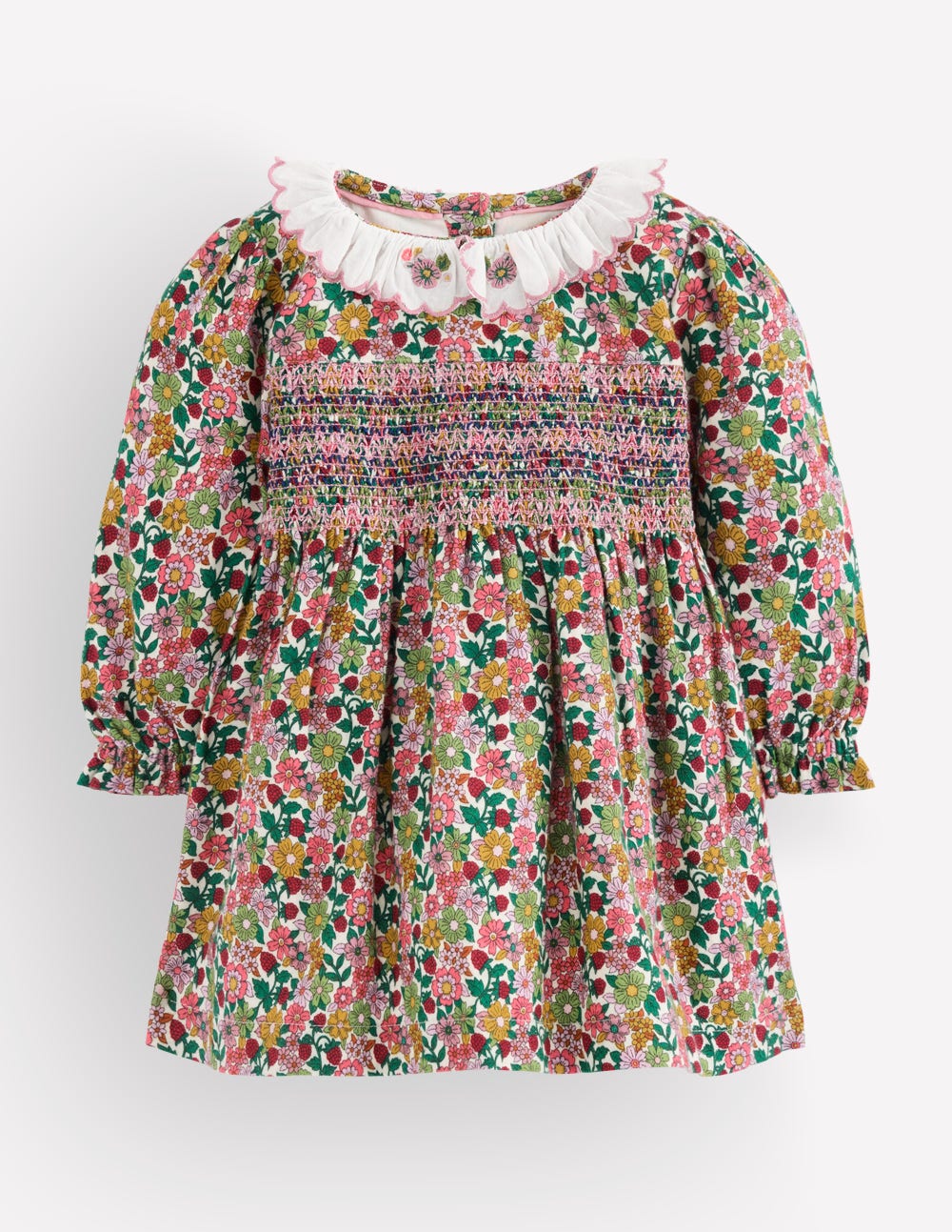 Smocked Party Dress-Multi Floral-1